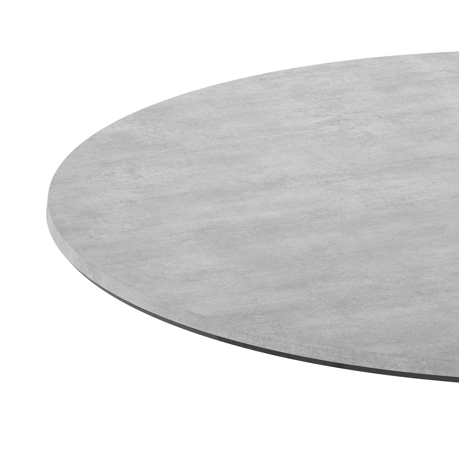 image:imageFlash Furniture Acadia 315 Round Dark Brown Tabletop TopGuard HPL Seamless Edge Scratch amp Stain Resistant AllWeather Durability Commercial GradeGray Faux Concrete