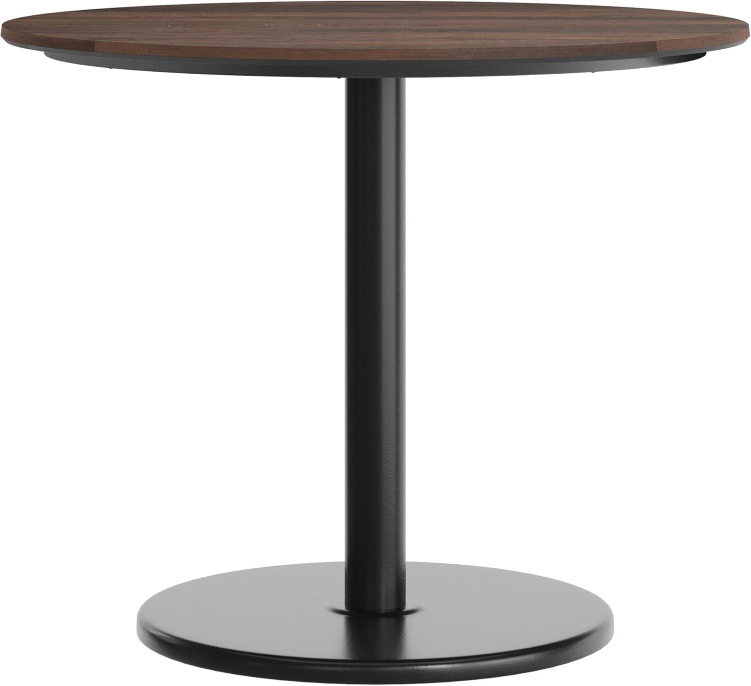 image:imageFlash Furniture Acadia 36 Round Indoor Gray Faux Concrete Tabletop with 24 Round Black Table Height Base Seamless TopGuard HPL Top and EdgeDark BrownBlack Base