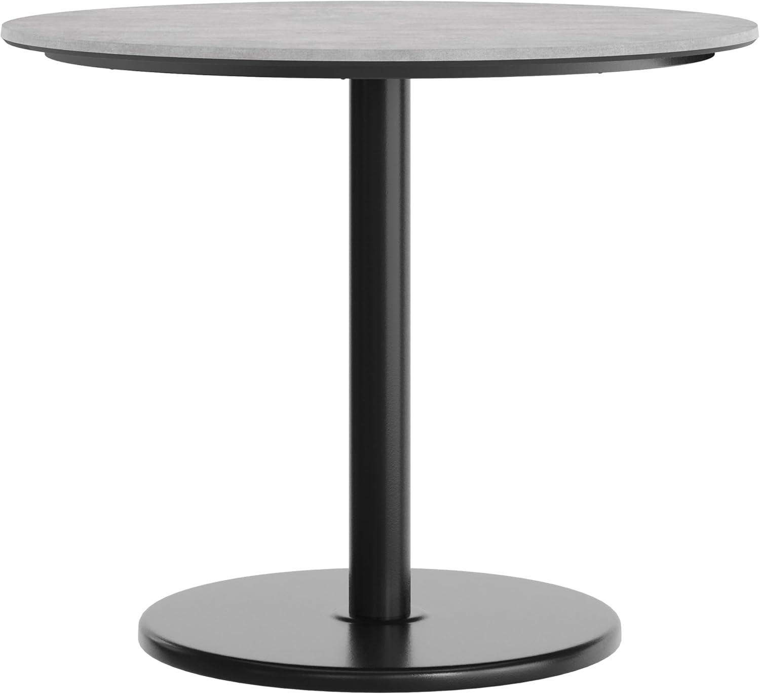 image:imageFlash Furniture Acadia 36 Round Indoor Gray Faux Concrete Tabletop with 24 Round Black Table Height Base Seamless TopGuard HPL Top and EdgeGray Faux ConcreteBlack Base