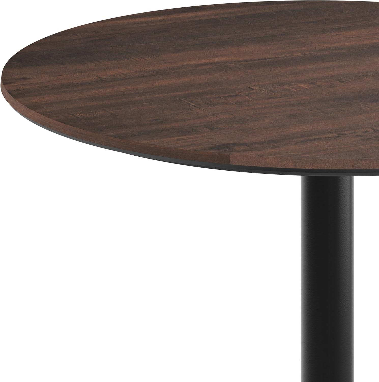 image:imageFlash Furniture Acadia 36 Round Indoor Gray Faux Concrete Tabletop with 30 x 30 Black Table Height X Base Seamless TopGuard HPL Top and EdgeDark BrownBlack Base