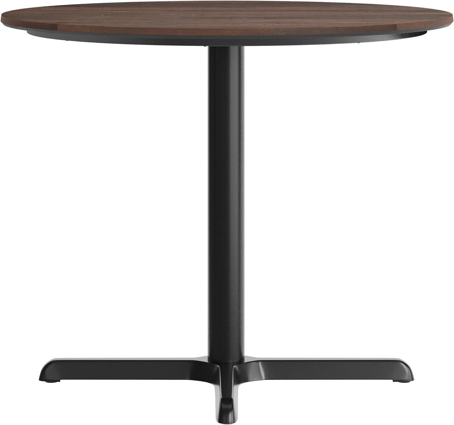 image:imageFlash Furniture Acadia 36 Round Indoor Gray Faux Concrete Tabletop with 30 x 30 Black Table Height X Base Seamless TopGuard HPL Top and EdgeDark BrownBlack Base