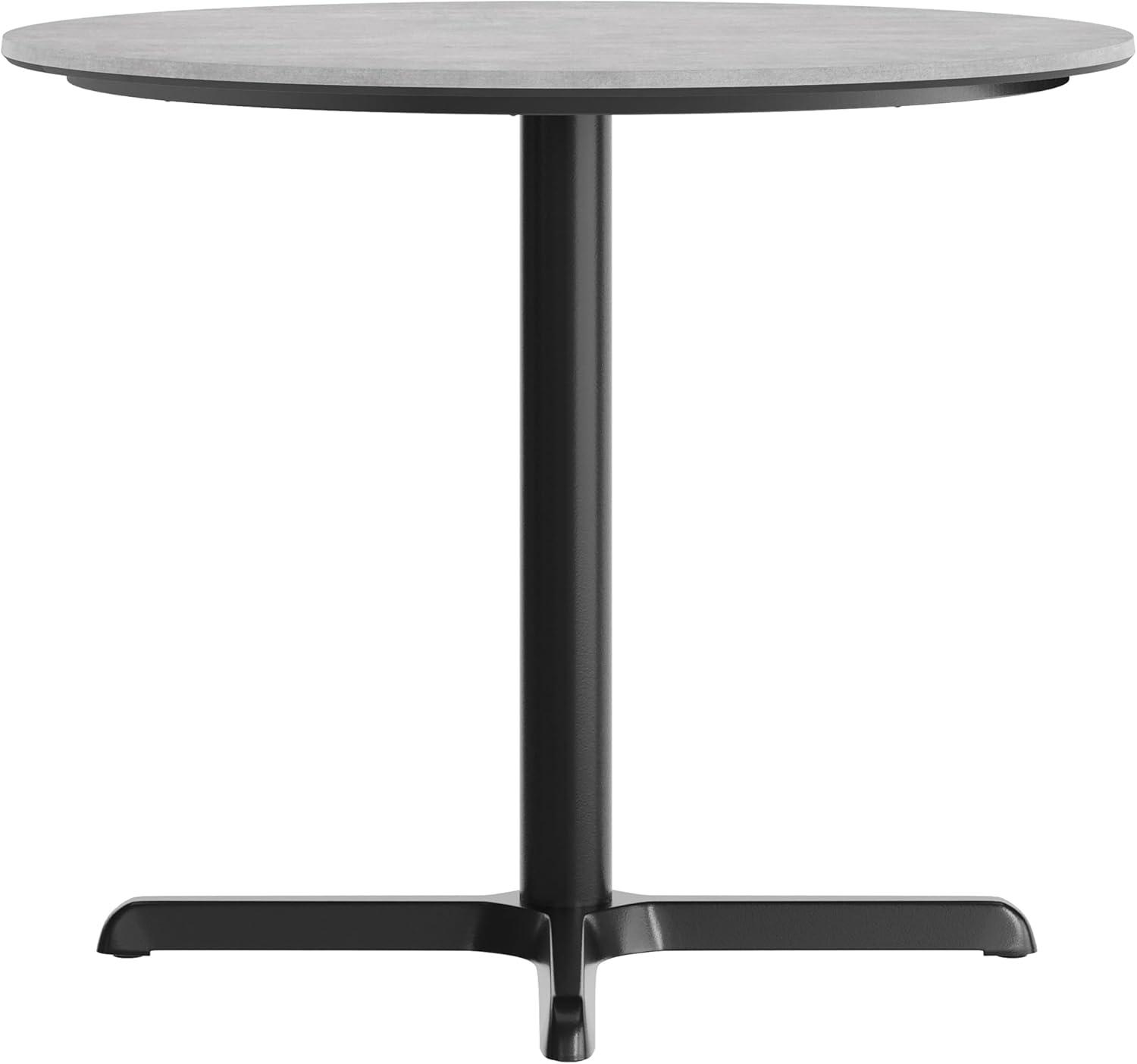 image:imageFlash Furniture Acadia 36 Round Indoor Gray Faux Concrete Tabletop with 30 x 30 Black Table Height X Base Seamless TopGuard HPL Top and EdgeGray Faux ConcreteBlack Base