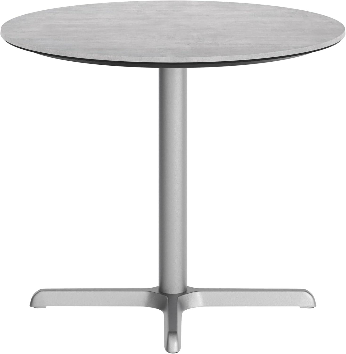 image:imageFlash Furniture Acadia 36 Round Indoor Outdoor Dark Brown Tabletop with 30 x 30 Silver X Base Scratch Heat amp UV Resistant Seamless TopGuard HPL Top and EdgeGray Faux ConcreteSilver Base