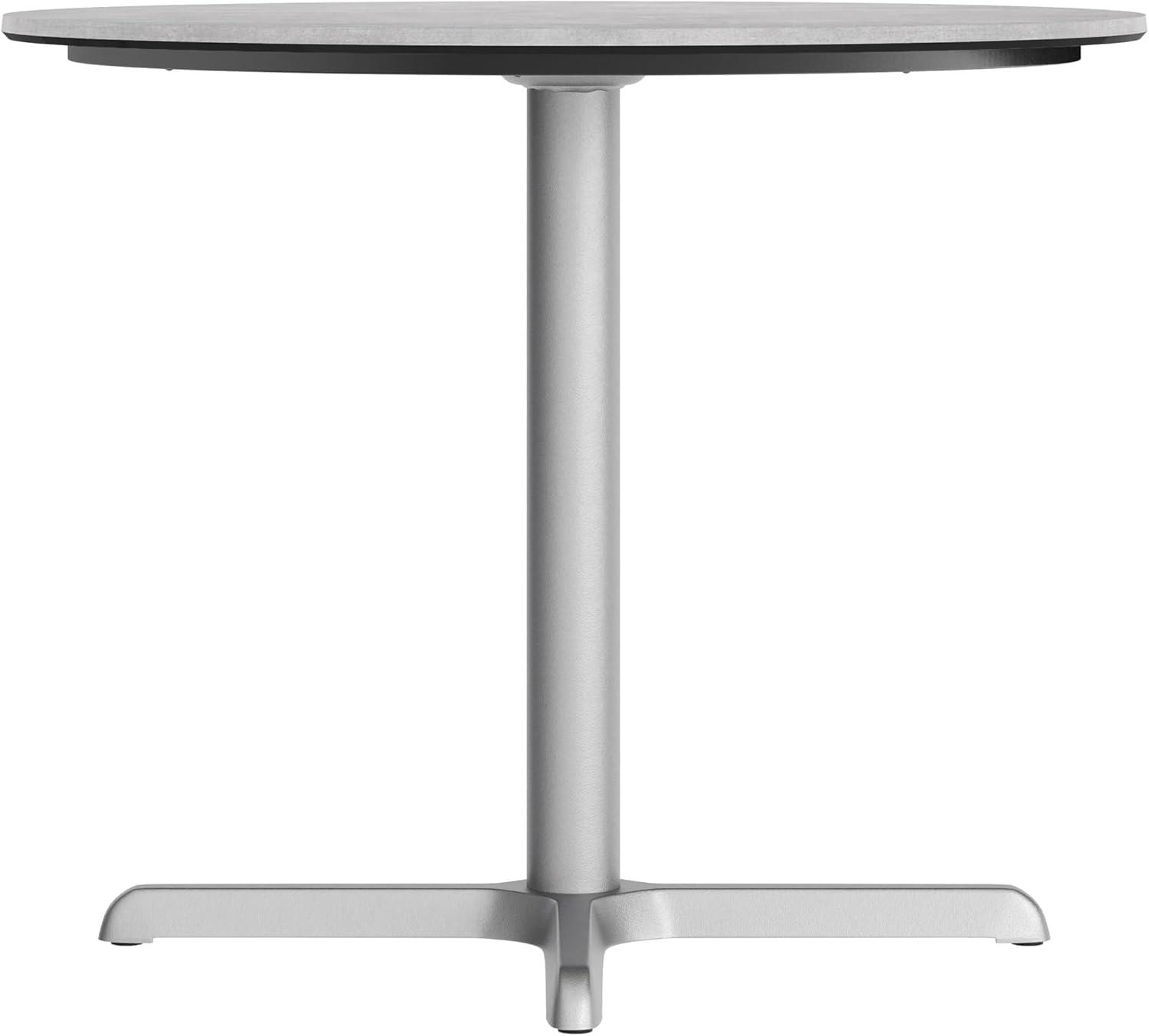 image:imageFlash Furniture Acadia 36 Round Indoor Outdoor Dark Brown Tabletop with 30 x 30 Silver X Base Scratch Heat amp UV Resistant Seamless TopGuard HPL Top and EdgeGray Faux ConcreteSilver Base