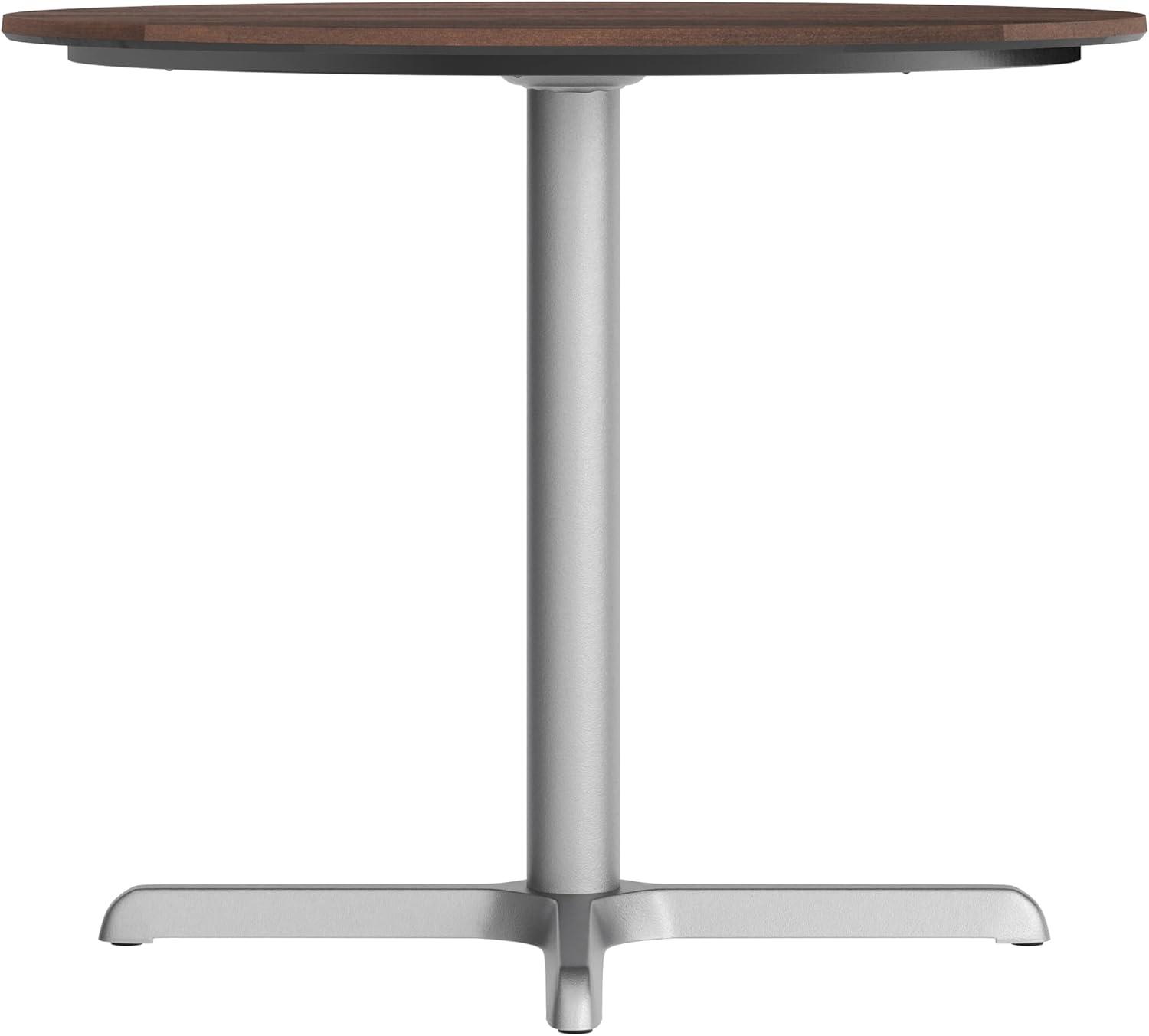 image:imageFlash Furniture Acadia 36 Round Indoor Outdoor Dark Brown Tabletop with 30 x 30 Silver X Base Scratch Heat amp UV Resistant Seamless TopGuard HPL Top and EdgeDark BrownSilver Base