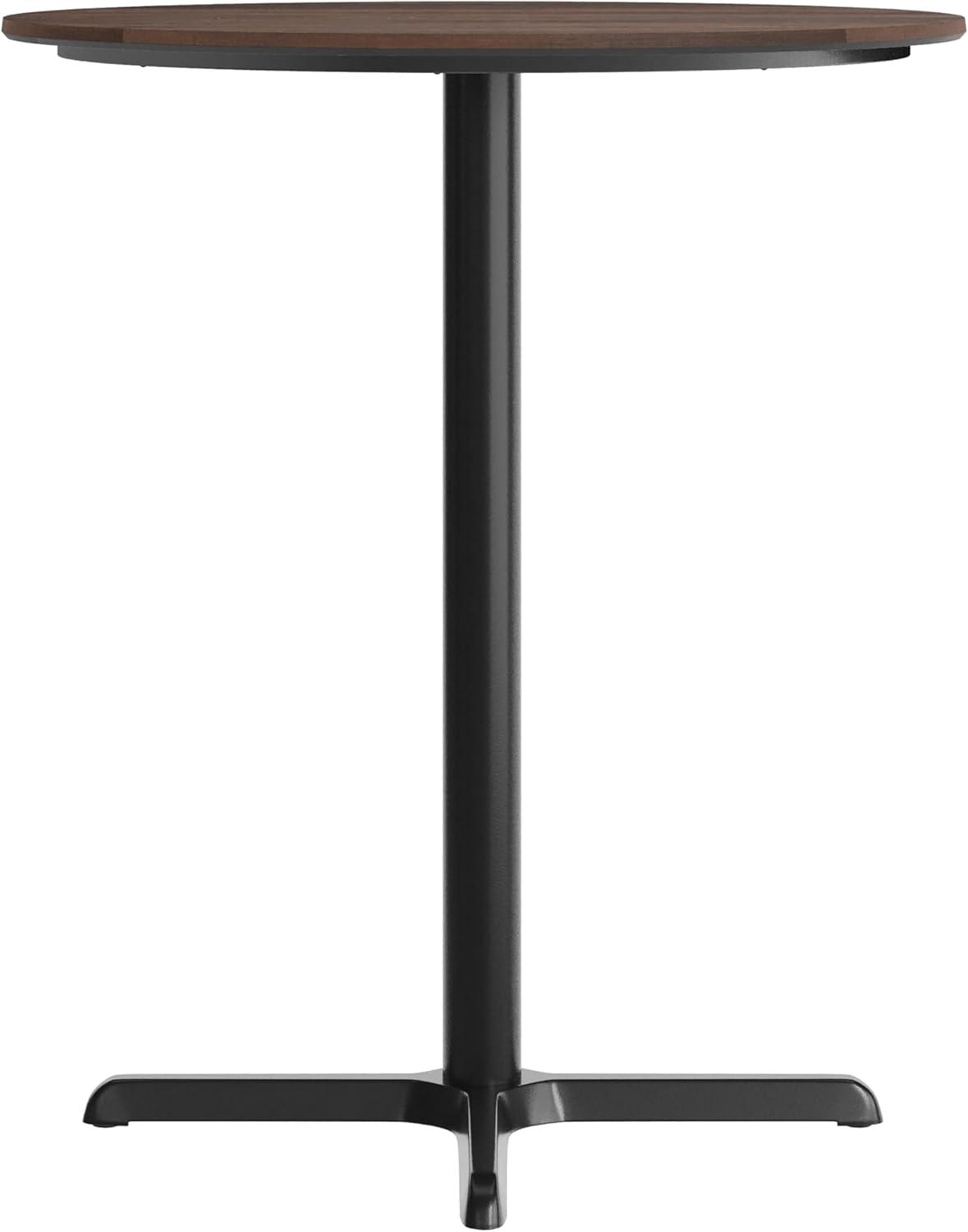 image:imageFlash Furniture Acadia 36 Round Indoor White Faux Marble Tabletop with 30 x 30 Black Bar Height X Base Seamless TopGuard HPL Top and EdgeDark BrownBlack Base