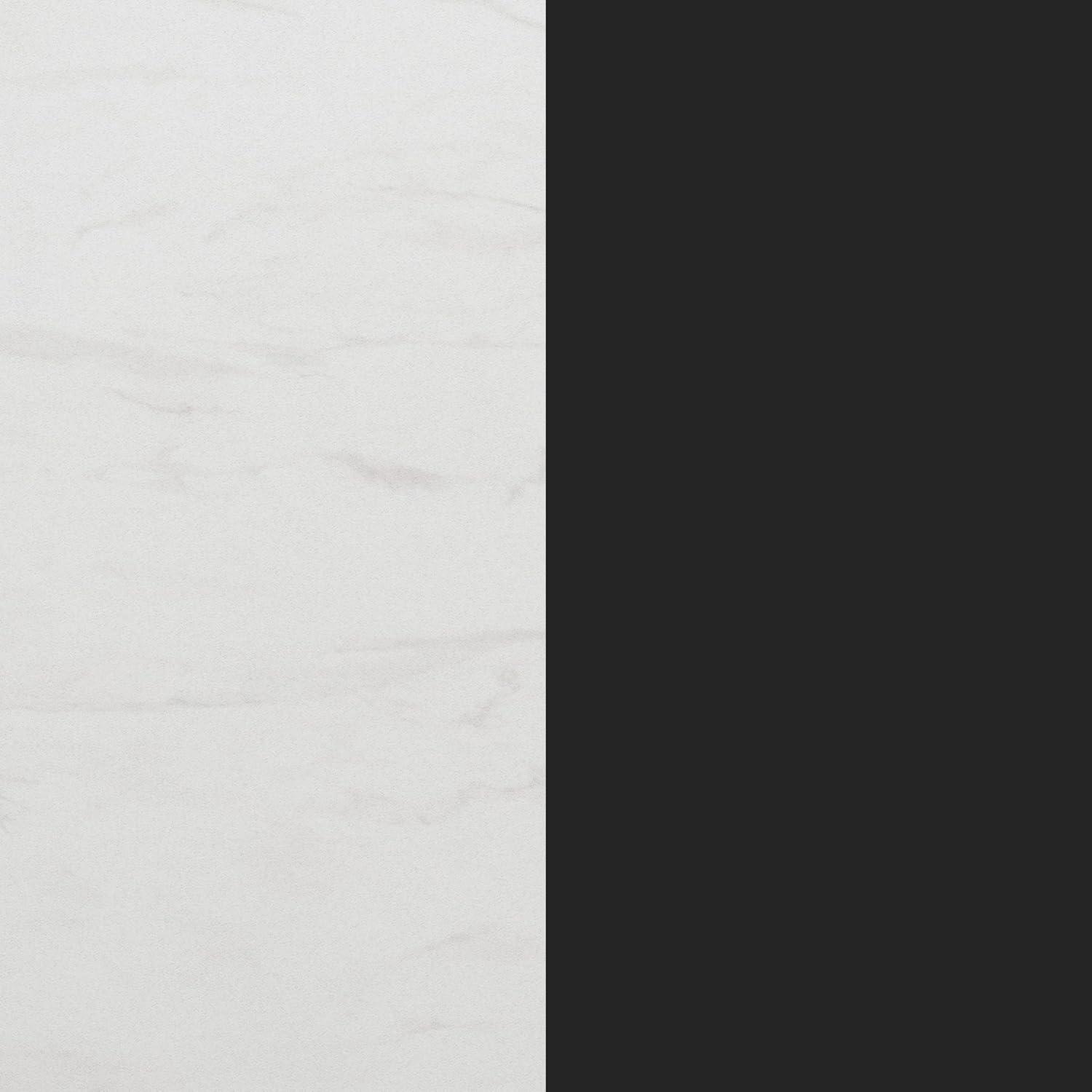image:imageFlash Furniture Acadia 36 Round Indoor White Faux Marble Tabletop with 30 x 30 Black Bar Height X Base Seamless TopGuard HPL Top and EdgeWhite Faux MarbleBlack Base