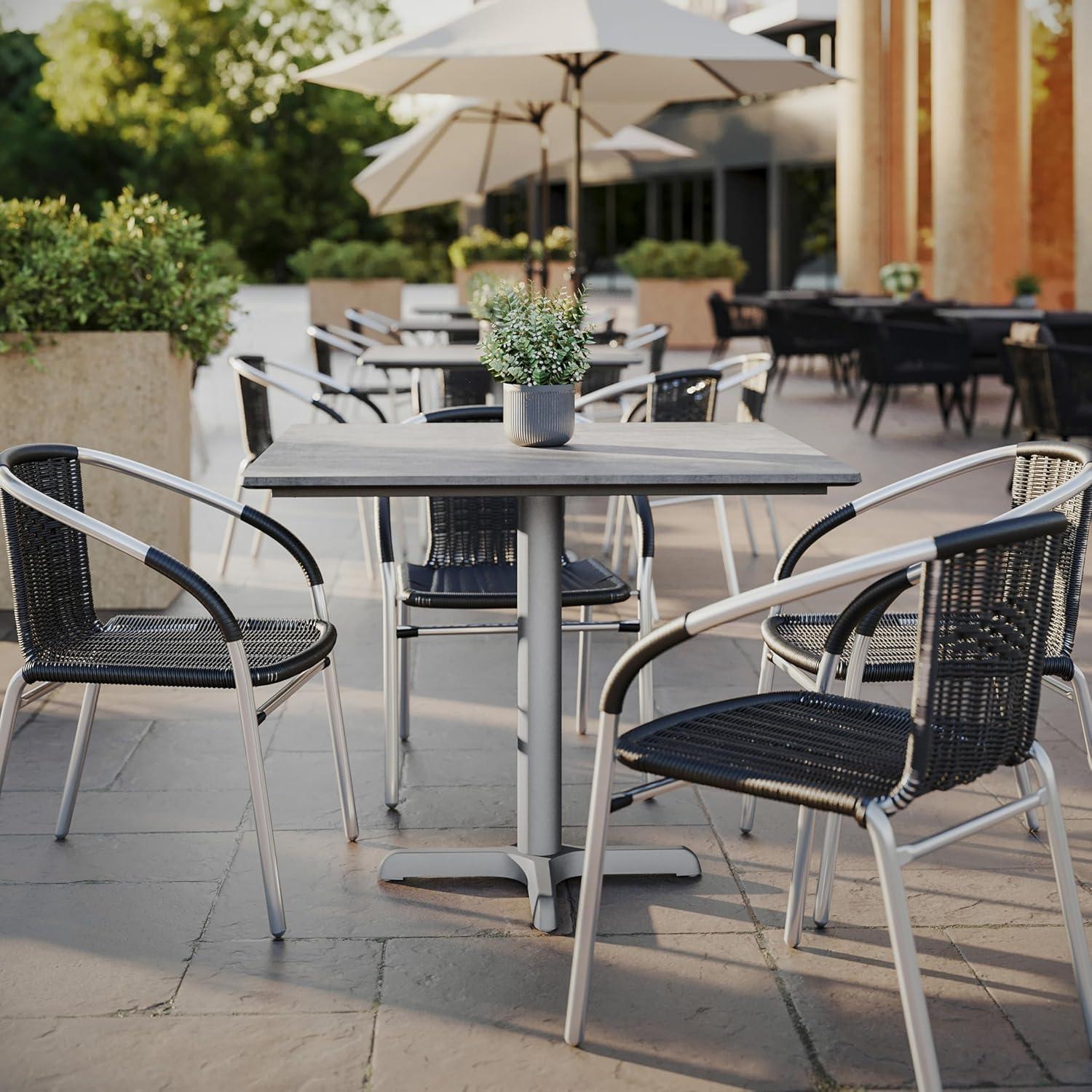 image:imageFlash Furniture Acadia 36 Square Dark Brown Tabletop TopGuard HPL Seamless Edge Scratch amp Stain Resistant AllWeather Durability Commercial GradeGray Faux Concrete