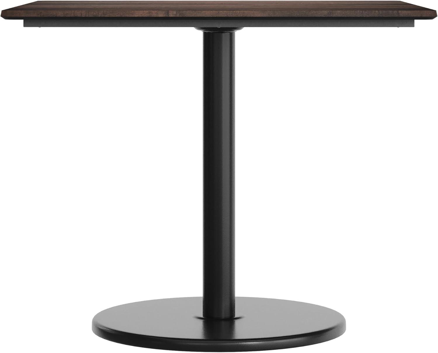 image:imageFlash Furniture Acadia 36 Square Indoor Dark Brown Tabletop with 24 Round Black Table Height Base Seamless TopGuard HPL Top and EdgeDark BrownBlack Base