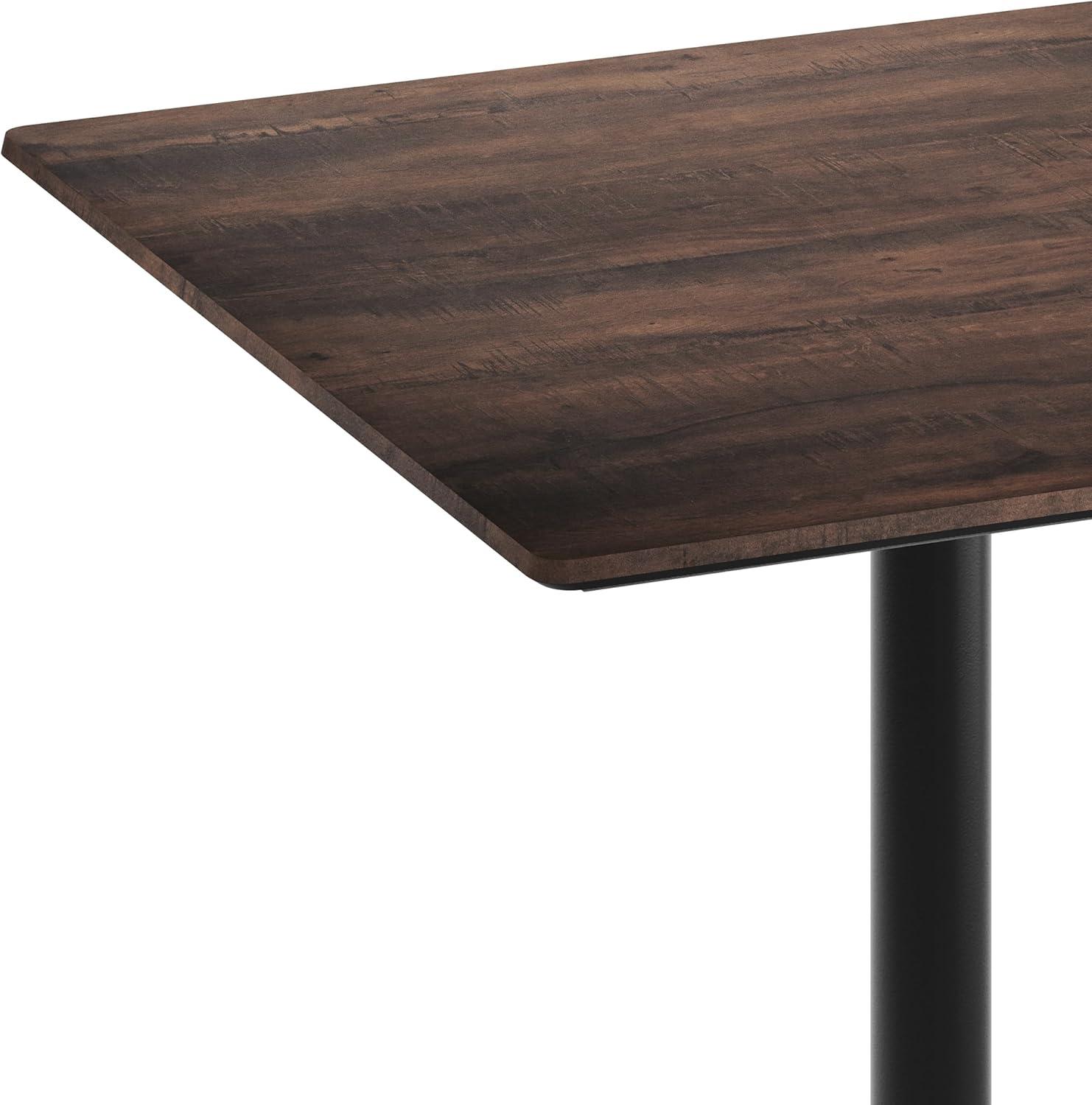 image:imageFlash Furniture Acadia 36 Square Indoor Dark Brown Tabletop with 24 Round Black Table Height Base Seamless TopGuard HPL Top and EdgeDark BrownBlack Base