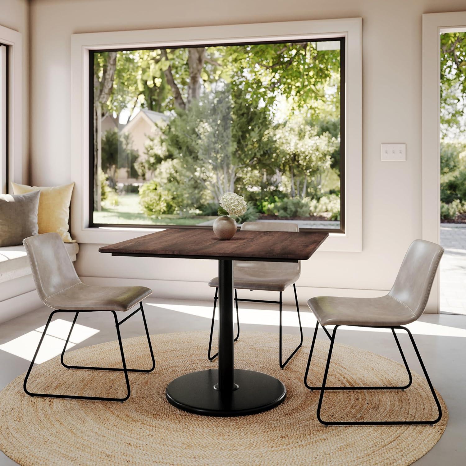 image:imageFlash Furniture Acadia 36 Square Indoor Dark Brown Tabletop with 24 Round Black Table Height Base Seamless TopGuard HPL Top and EdgeDark BrownBlack Base