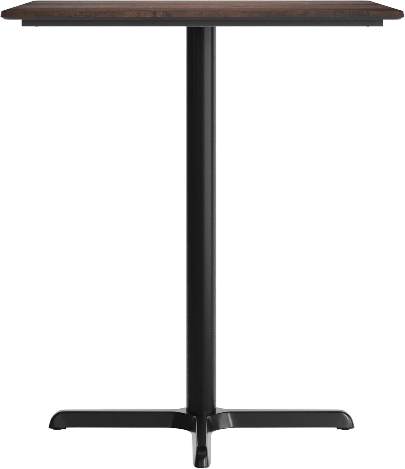 image:imageFlash Furniture Acadia 36 Square Indoor Dark Brown Tabletop with 30 x 30 Black Bar Height X Base Seamless TopGuard HPL Top and EdgeDark BrownBlack Base