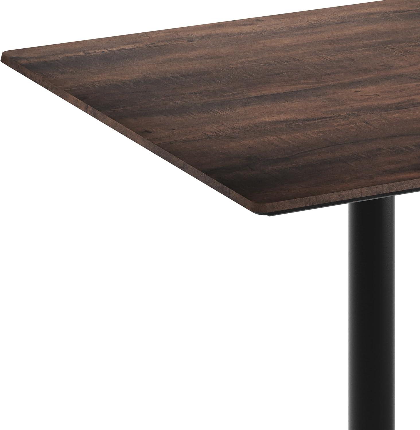image:imageFlash Furniture Acadia 36 Square Indoor Outdoor Dark Brown Tabletop with 30 x 30 Silver X Base Scratch Heat amp UV Resistant Seamless TopGuard HPL Top and EdgeDark BrownBlack Base
