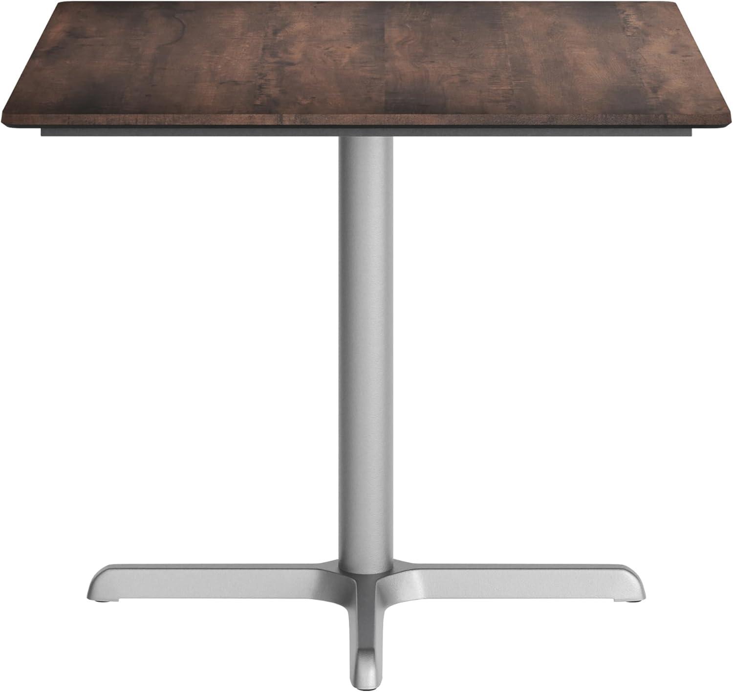 image:imageFlash Furniture Acadia 36 Square Indoor Outdoor Dark Brown Tabletop with 30 x 30 Silver X Base Scratch Heat amp UV Resistant Seamless TopGuard HPL Top and EdgeDark BrownSilver Base