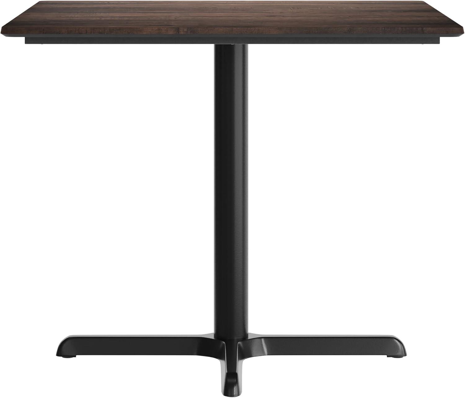 image:imageFlash Furniture Acadia 36 Square Indoor Outdoor Dark Brown Tabletop with 30 x 30 Silver X Base Scratch Heat amp UV Resistant Seamless TopGuard HPL Top and EdgeDark BrownBlack Base