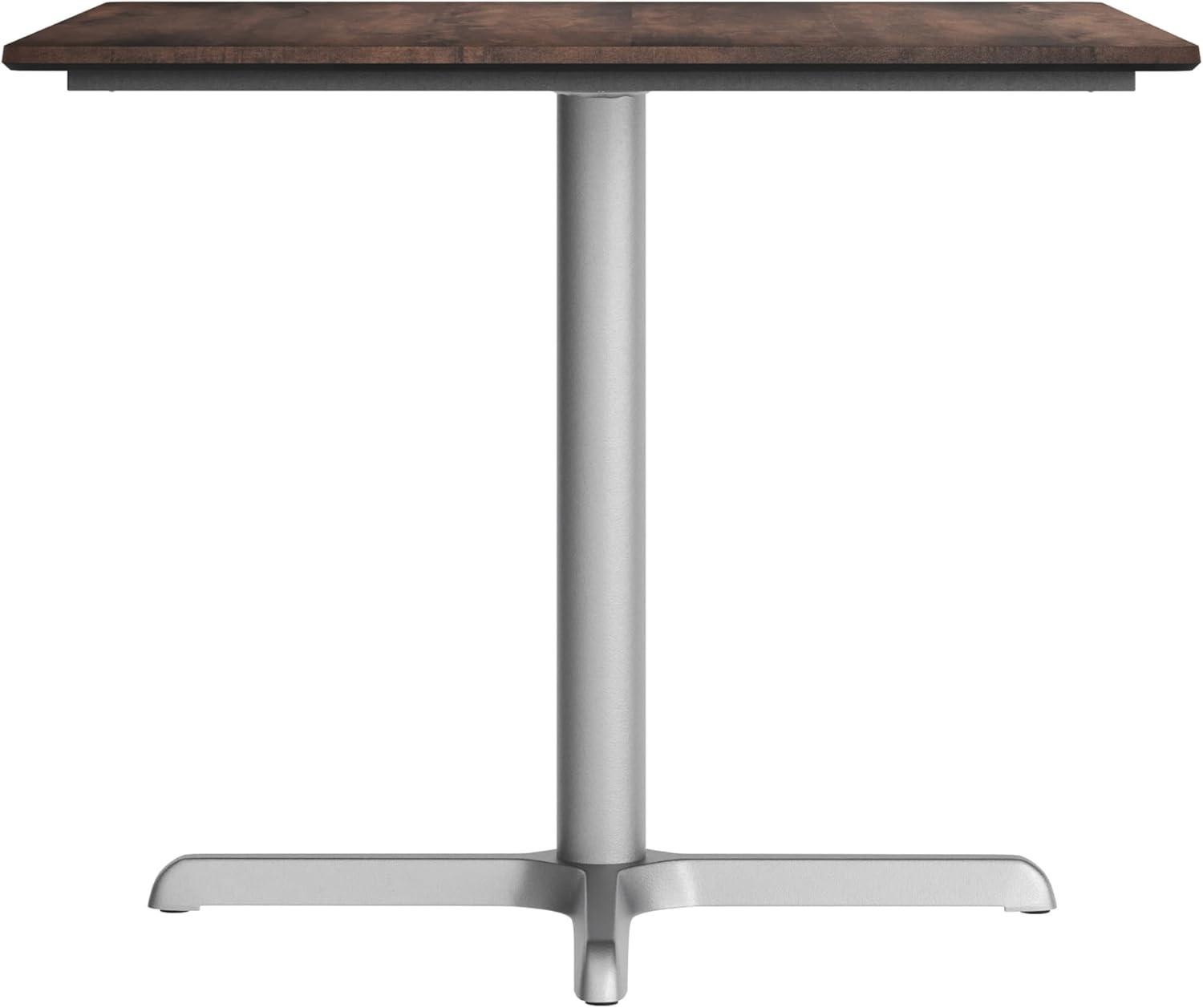 image:imageFlash Furniture Acadia 36 Square Indoor Outdoor Dark Brown Tabletop with 30 x 30 Silver X Base Scratch Heat amp UV Resistant Seamless TopGuard HPL Top and EdgeDark BrownSilver Base