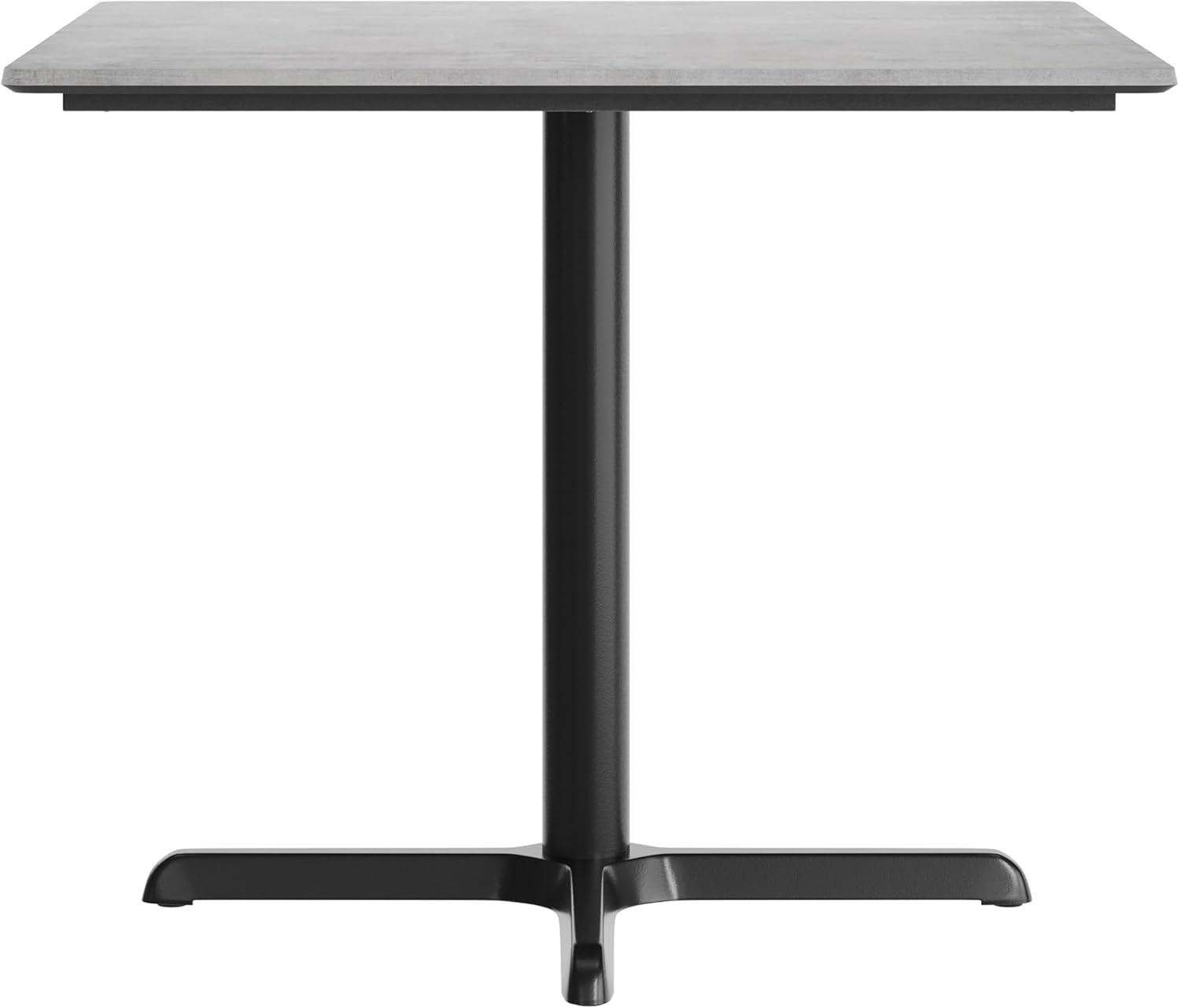 image:imageFlash Furniture Acadia 36 Square Indoor Outdoor Dark Brown Tabletop with 30 x 30 Silver X Base Scratch Heat amp UV Resistant Seamless TopGuard HPL Top and EdgeGray Faux ConcreteBlack Base