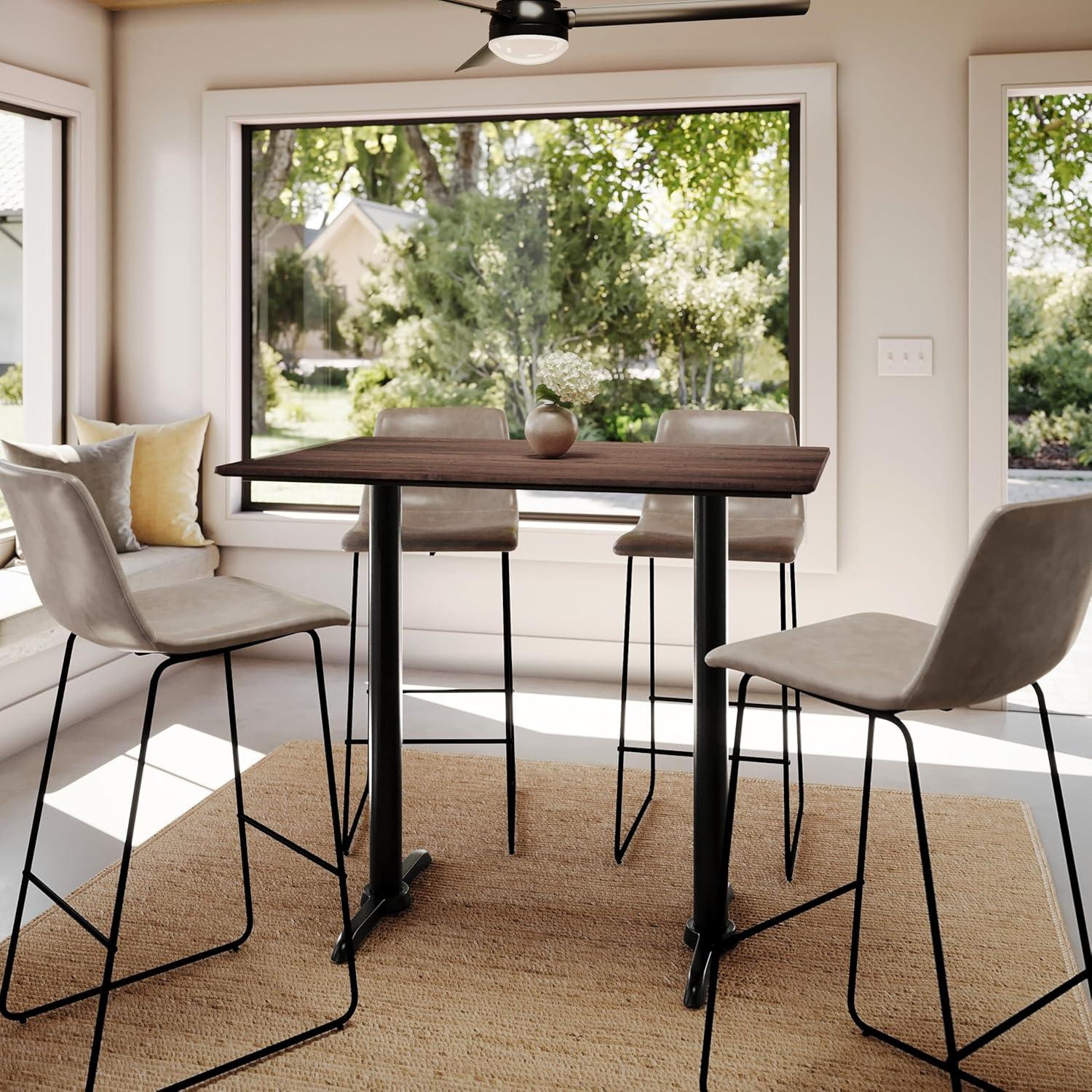 image:imageFlash Furniture Acadia 48 x 30 Indoor Dark Brown Tabletop with Dual 5 x 22 Black Bar Height TBases Seamless TopGuard HPL Top and EdgeDark BrownBlack Base