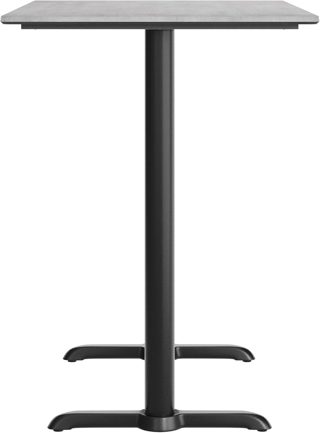 image:imageFlash Furniture Acadia 48 x 30 Indoor Dark Brown Tabletop with Dual 5 x 22 Black Bar Height TBases Seamless TopGuard HPL Top and EdgeGray Faux ConcreteBlack Base
