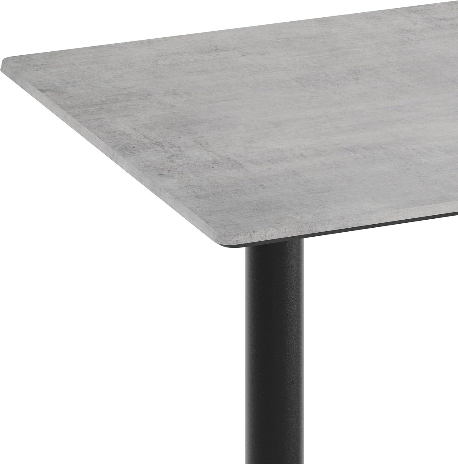 image:imageFlash Furniture Acadia 48 x 30 Indoor Dark Brown Tabletop with Dual 5 x 22 Black Bar Height TBases Seamless TopGuard HPL Top and EdgeGray Faux ConcreteBlack Base