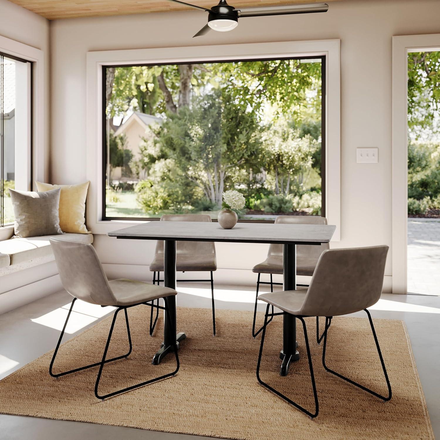 image:imageFlash Furniture Acadia 48 x 30 Indoor Dark Brown Tabletop with Dual 5 x 22 Black Table Height TBases Seamless TopGuard HPL Top and EdgeGray Faux ConcreteBlack Base
