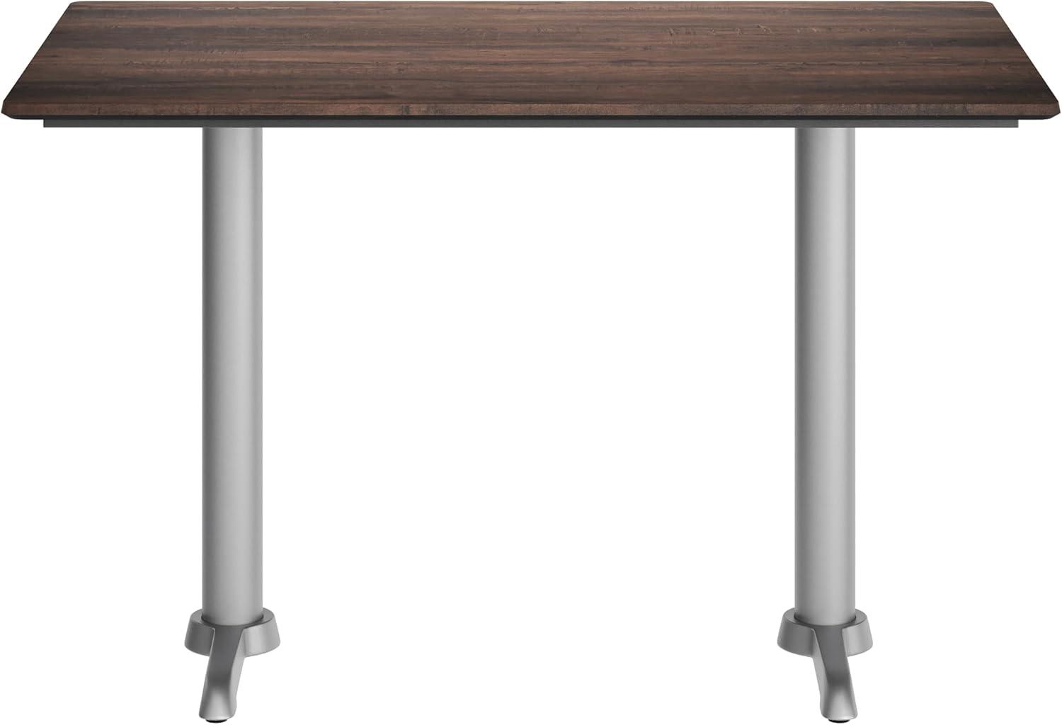 image:imageFlash Furniture Acadia 48x30 Indoor Outdoor Dark Brown Tabletop with Dual 5x22 Silver T Bases Scratch Heat amp UV Resistant Seamless TopGuard HPL Top and EdgeDark BrownSilver Base