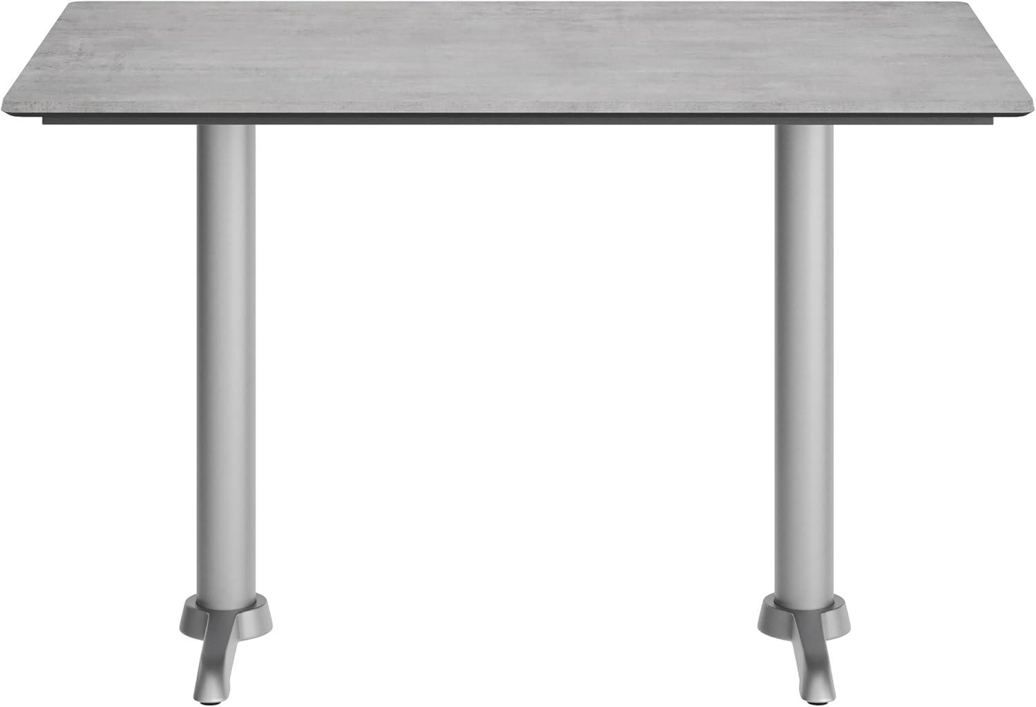 image:imageFlash Furniture Acadia 48x30 Indoor Outdoor Dark Brown Tabletop with Dual 5x22 Silver T Bases Scratch Heat amp UV Resistant Seamless TopGuard HPL Top and EdgeGray Faux ConcreteSilver Base