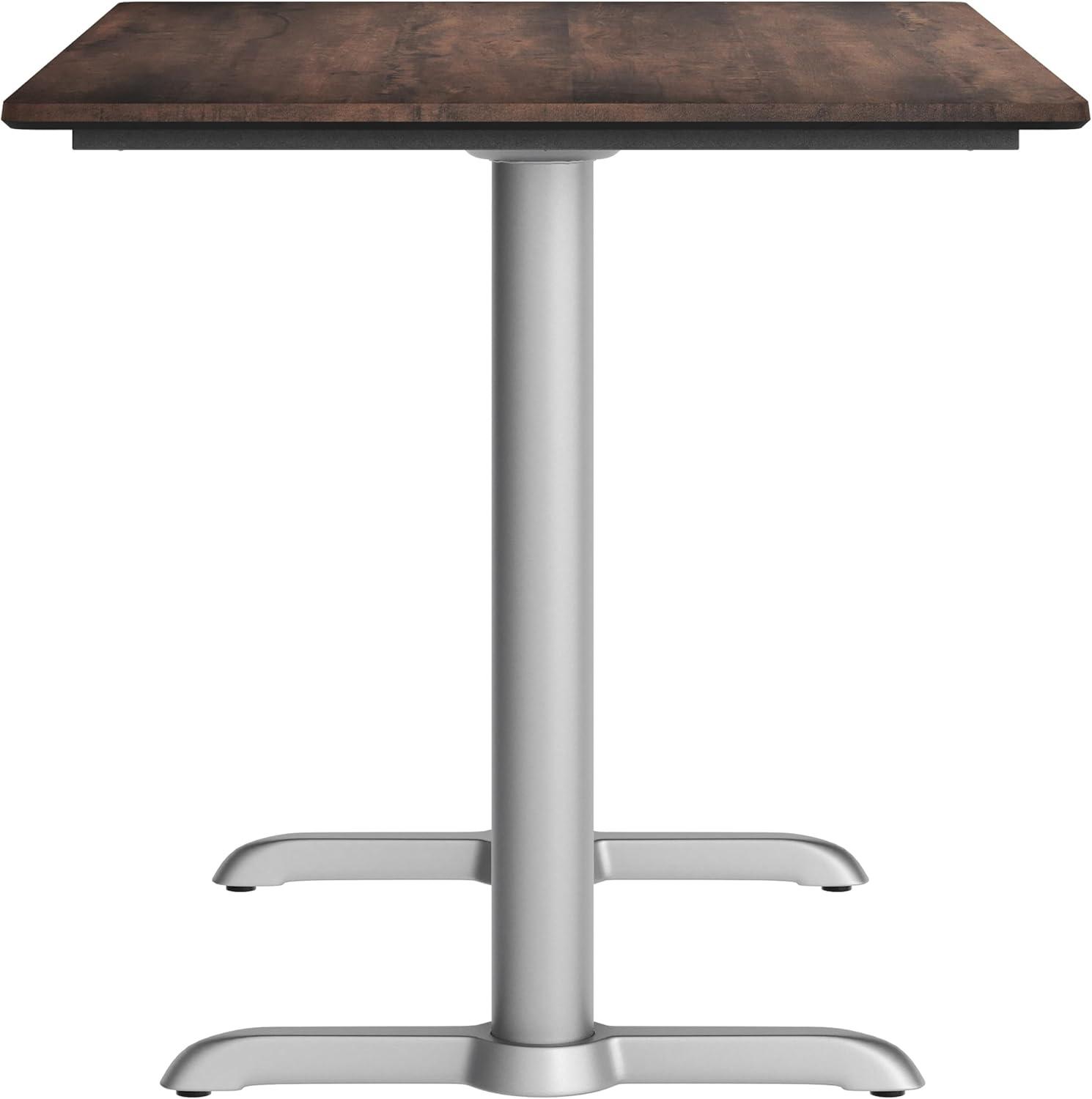 image:imageFlash Furniture Acadia 48x30 Indoor Outdoor Dark Brown Tabletop with Dual 5x22 Silver T Bases Scratch Heat amp UV Resistant Seamless TopGuard HPL Top and EdgeDark BrownSilver Base