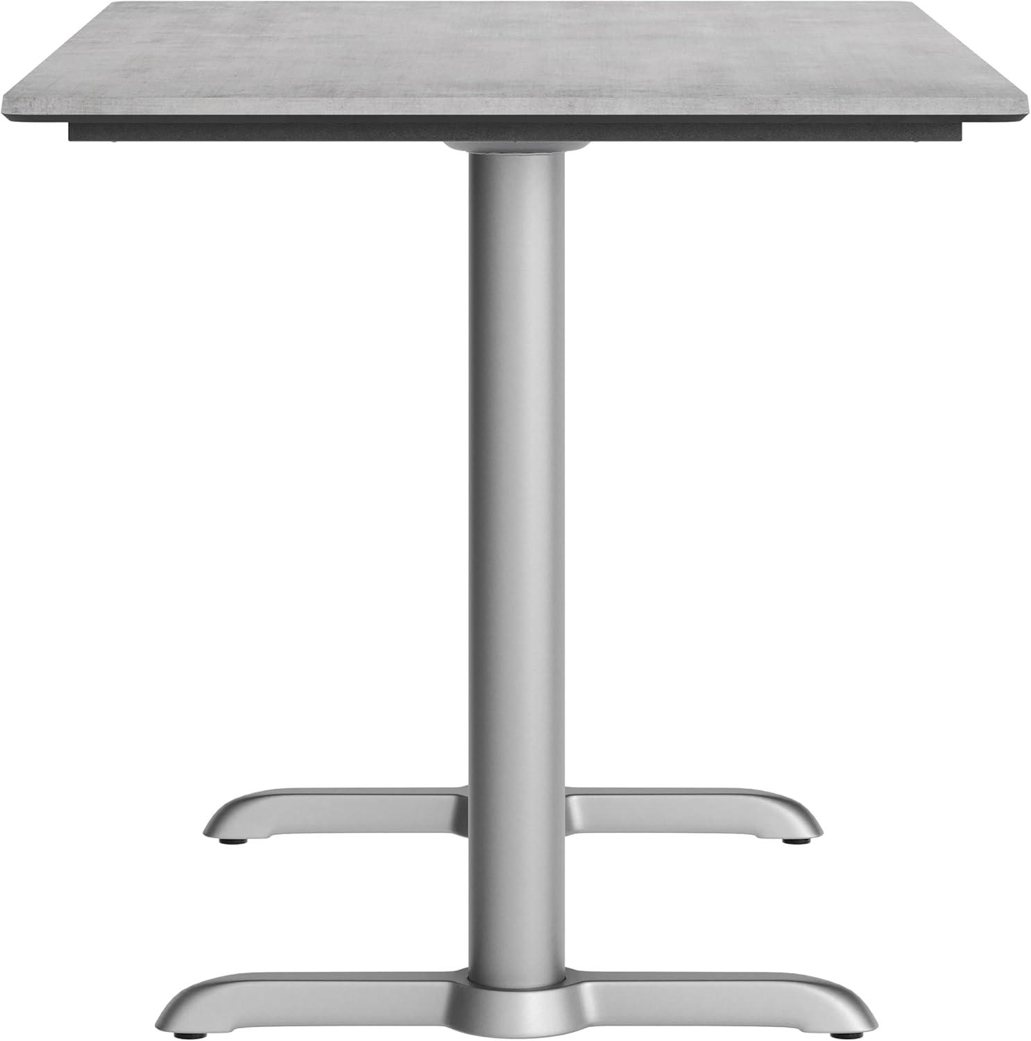 image:imageFlash Furniture Acadia 48x30 Indoor Outdoor Dark Brown Tabletop with Dual 5x22 Silver T Bases Scratch Heat amp UV Resistant Seamless TopGuard HPL Top and EdgeGray Faux ConcreteSilver Base