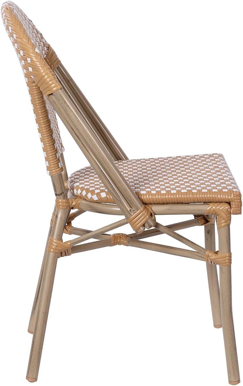 image:imageFlash Furniture AllWeather Commercial Paris Chair Bamboo Print Aluminum FrameNaturalWhite
