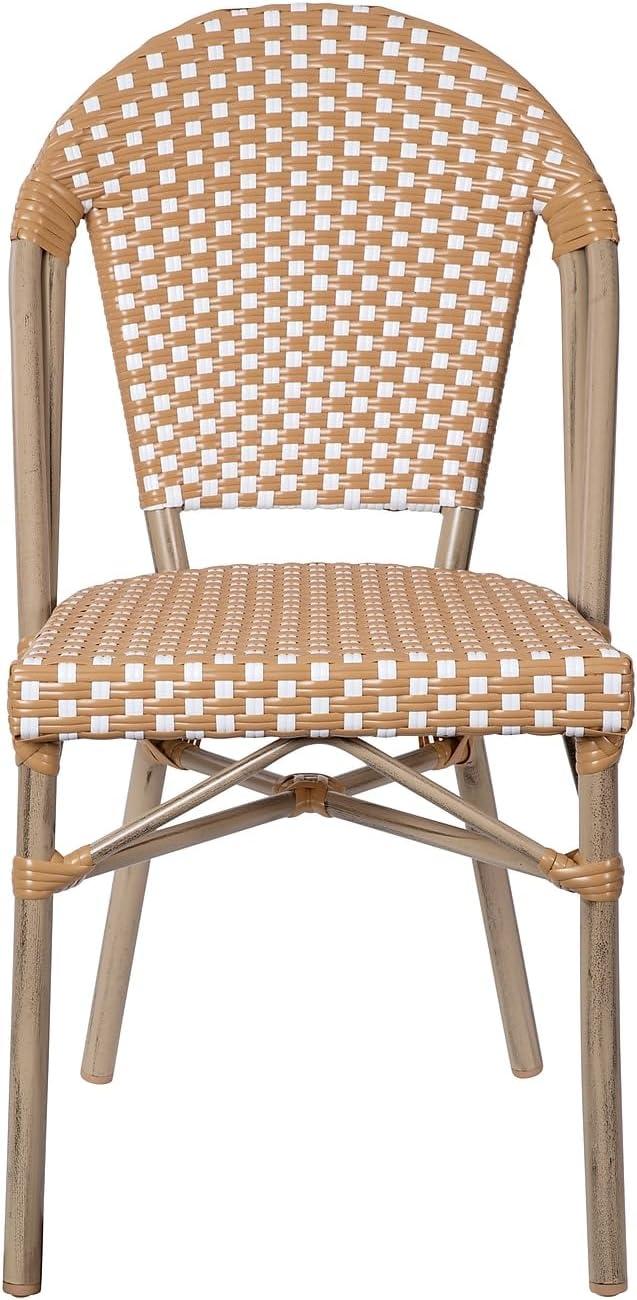 image:imageFlash Furniture AllWeather Commercial Paris Chair Bamboo Print Aluminum FrameNaturalWhite