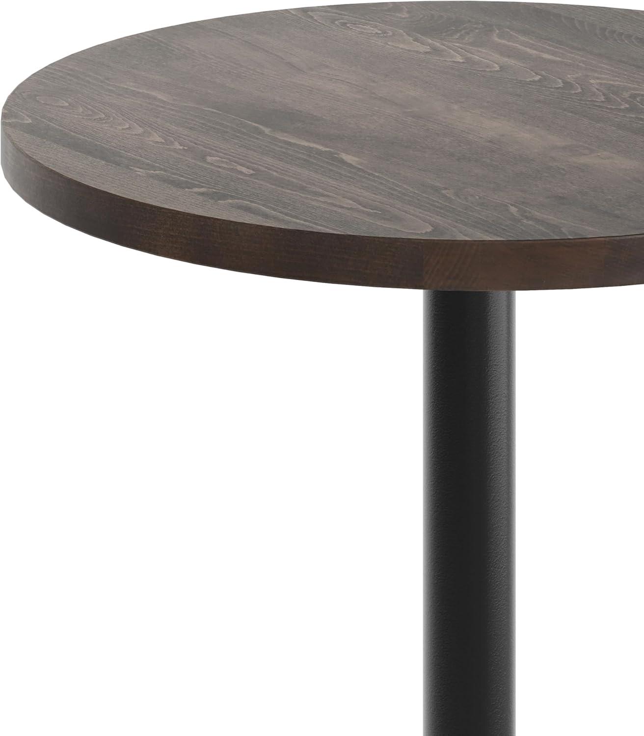 image:imageFlash Furniture Bennett 30 Round Solid Wood Commercial Indoor Tabletop in Dark Brown with 22 x 22 Dining Height Black Cast Iron X Base 300 lb Static CapacityDark Brown TopBlack Base