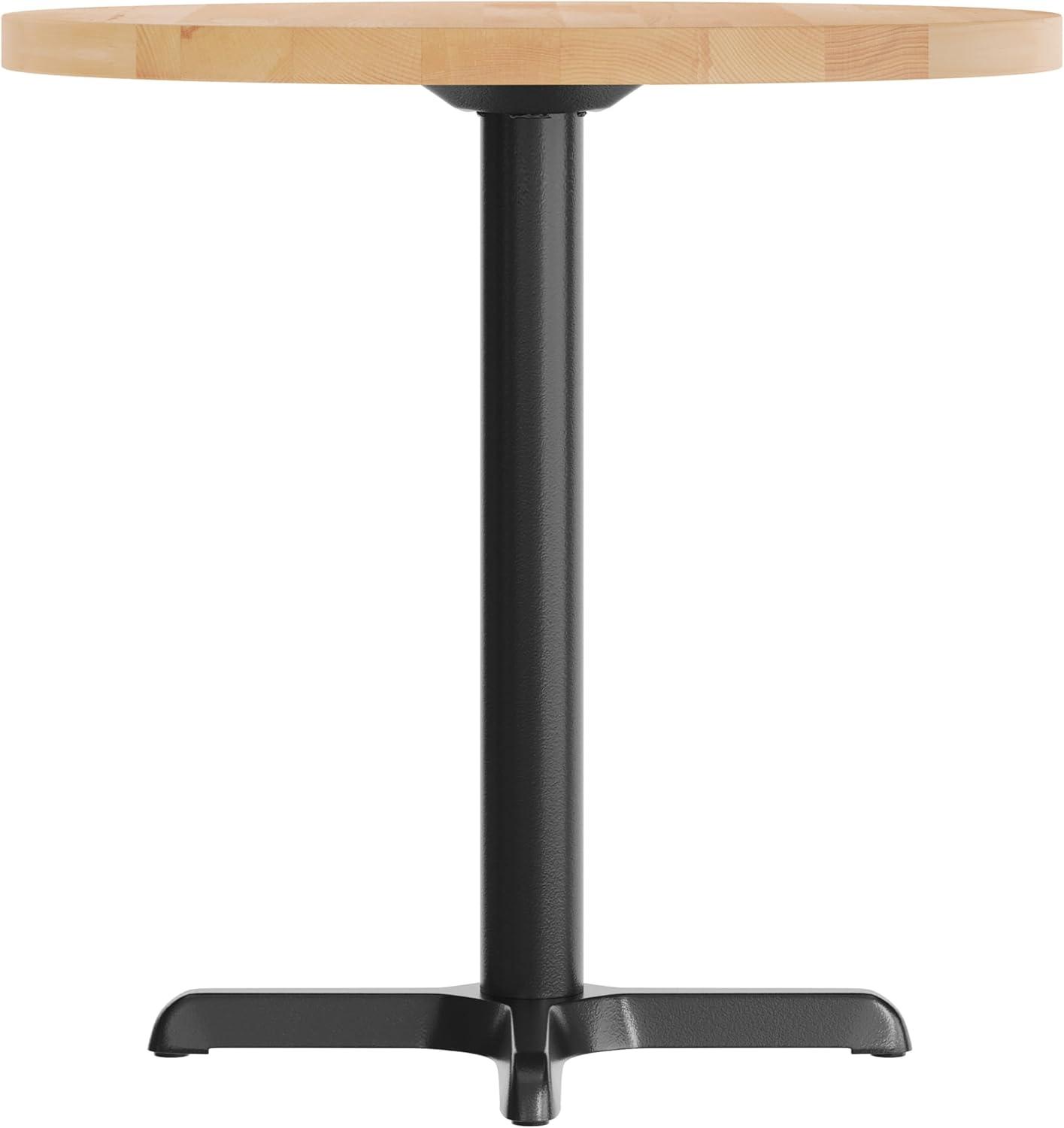 image:imageFlash Furniture Bennett 30 Round Solid Wood Commercial Indoor Tabletop in Dark Brown with 22 x 22 Dining Height Black Cast Iron X Base 300 lb Static CapacityNatural TopBlack Base