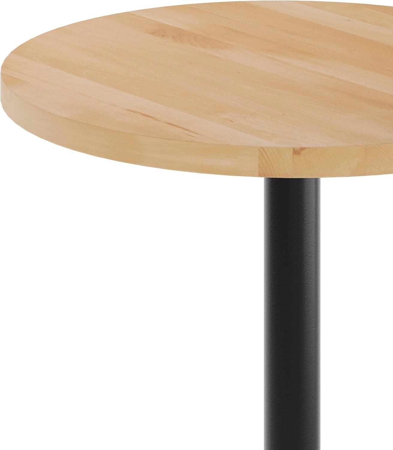 image:imageFlash Furniture Bennett 30 Round Solid Wood Commercial Indoor Tabletop in Dark Brown with 22 x 22 Dining Height Black Cast Iron X Base 300 lb Static CapacityNatural TopBlack Base