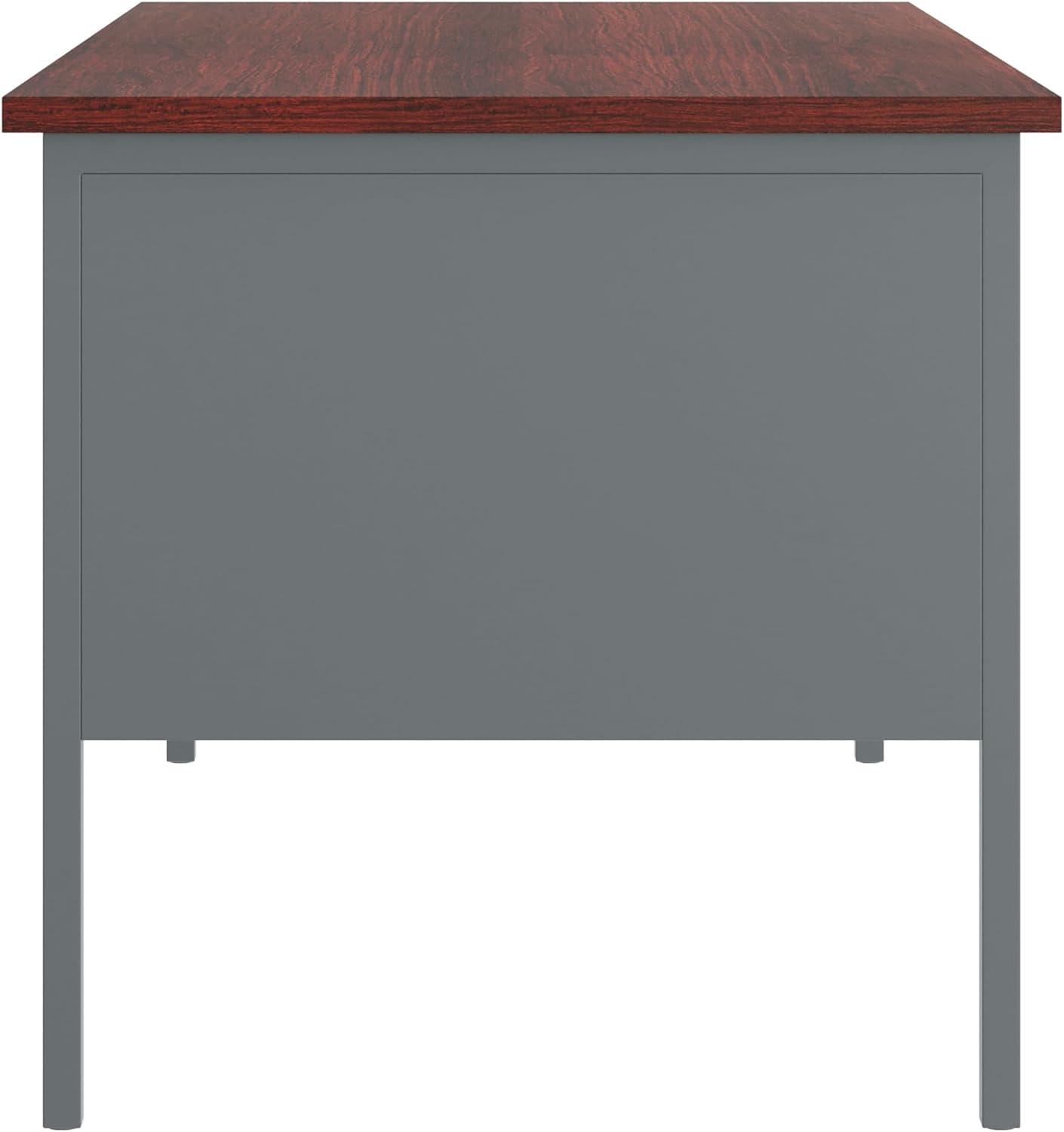 image:imageFlash Furniture Cambridge Double Pedestal Desk with 3 Locking Drawers Commercial Grade Teachers or Office Desk 30x60 Metal Frame MahoganyCharcoal