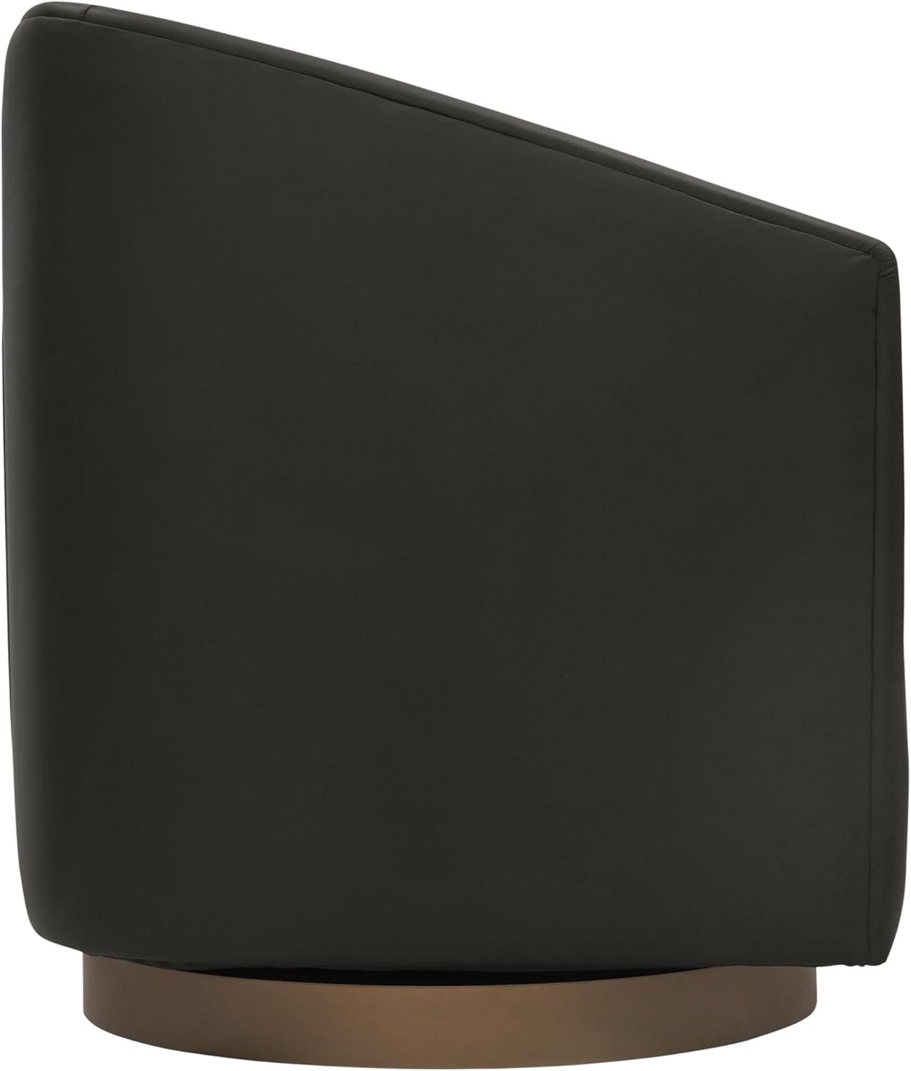 image:imageFlash Furniture Dean Upholstered Barrel Chair Commercial 360 Swivel Club Style Chair Sloped Armrests Brushed Metallic Vinyl Wrapped Metal Base Black LeatherSoftBlack Leathersoft