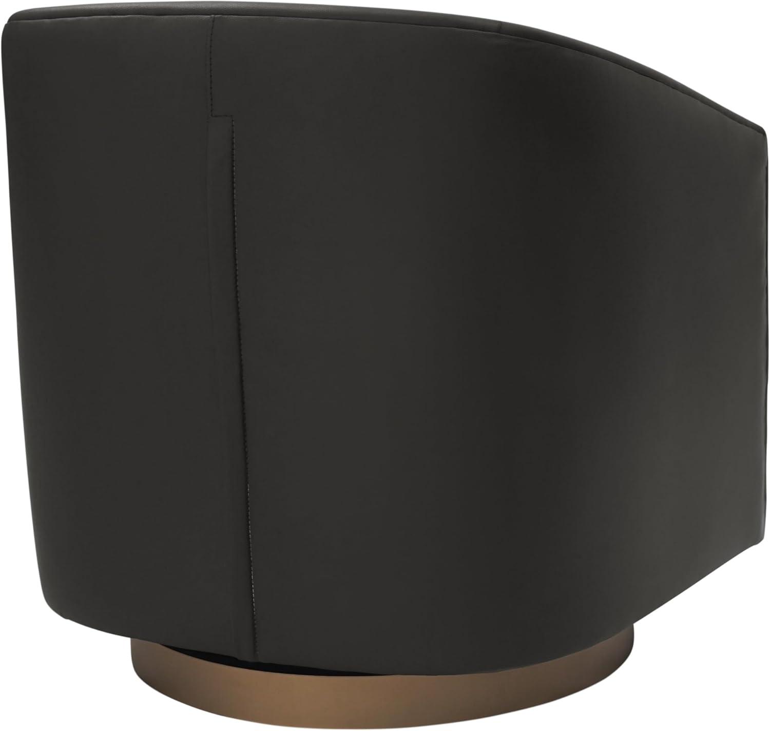 image:imageFlash Furniture Dean Upholstered Barrel Chair Commercial 360 Swivel Club Style Chair Sloped Armrests Brushed Metallic Vinyl Wrapped Metal Base Black LeatherSoftBlack Leathersoft