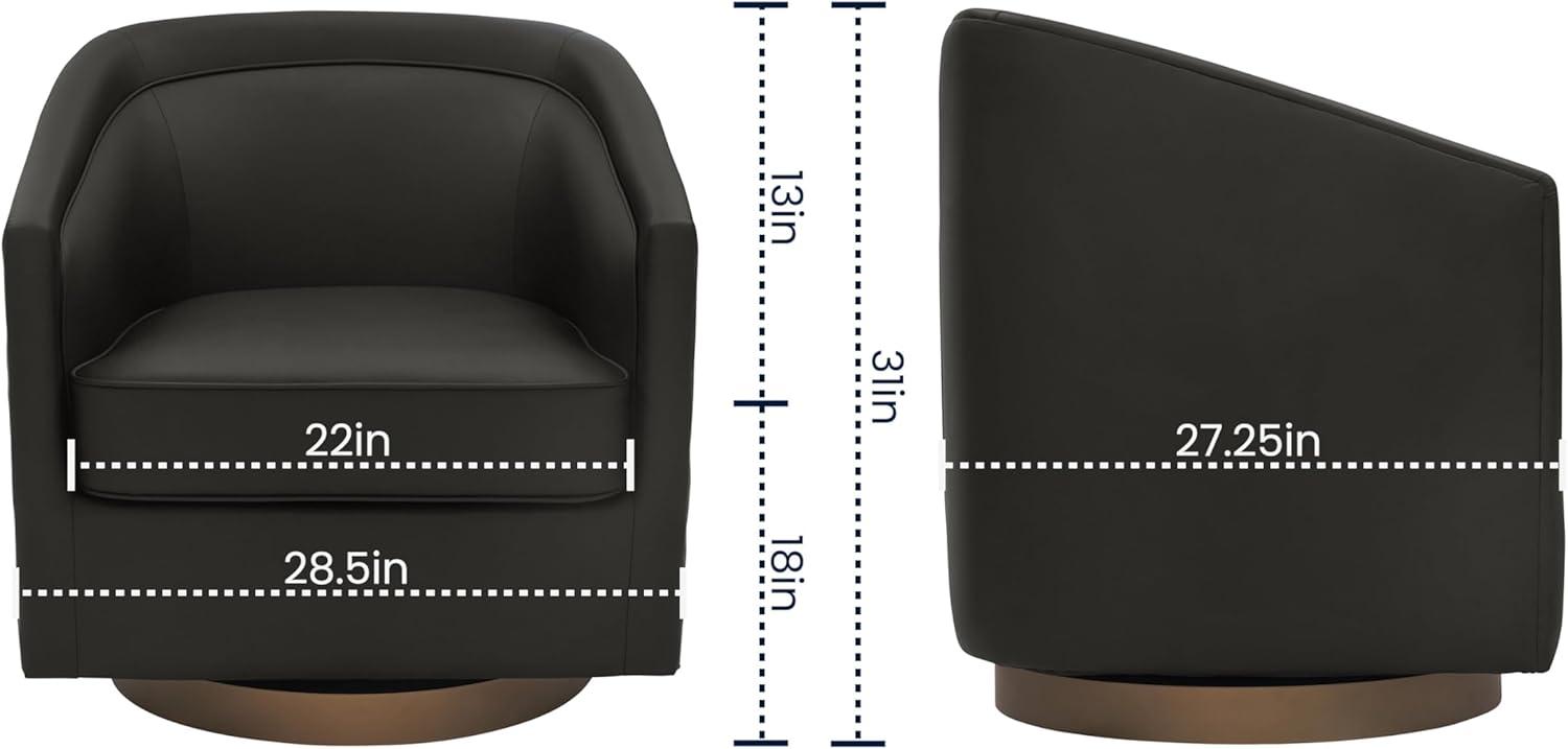 image:imageFlash Furniture Dean Upholstered Barrel Chair Commercial 360 Swivel Club Style Chair Sloped Armrests Brushed Metallic Vinyl Wrapped Metal Base Black LeatherSoftBlack Leathersoft