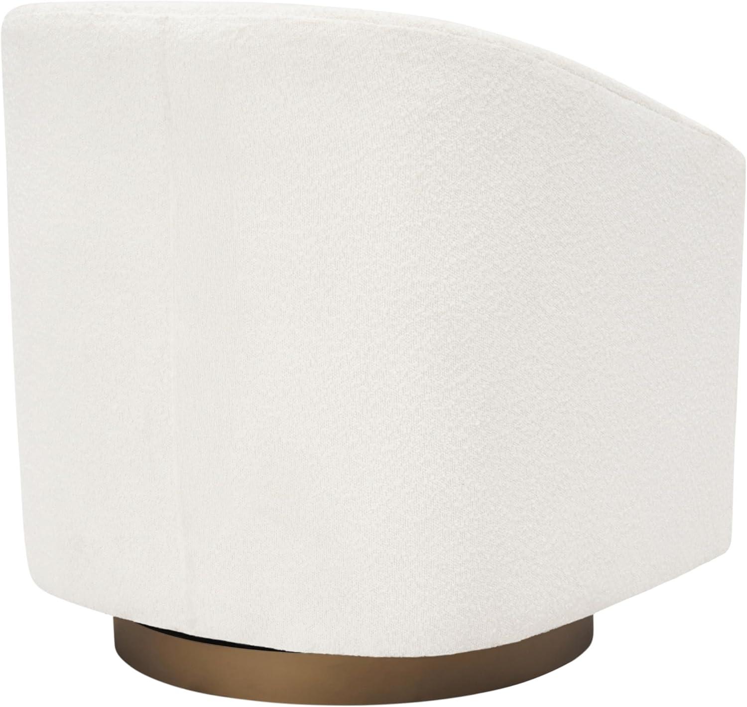 image:imageFlash Furniture Dean Upholstered Barrel Chair Commercial 360 Swivel Club Style Chair Sloped Armrests Brushed Metallic Vinyl Wrapped Metal Base Black LeatherSoftCream Boucle