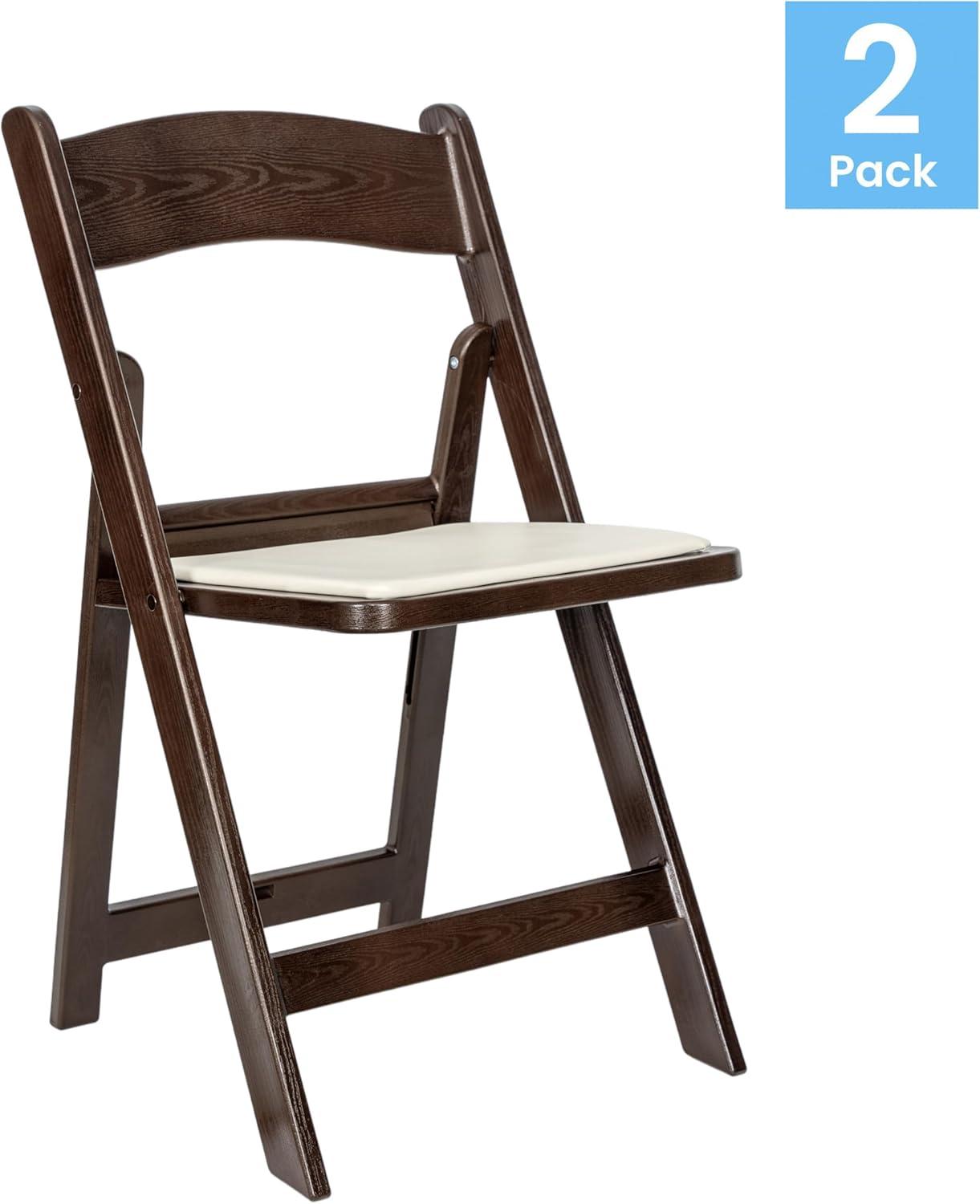 image:imageFlash Furniture Hercules Tucker Commercial White Resin Folding Chair Lightweight Vinyl Padded Removable Seat Indoor Outdoor Use Event amp Wedding Ready Set of 4Dark Brown