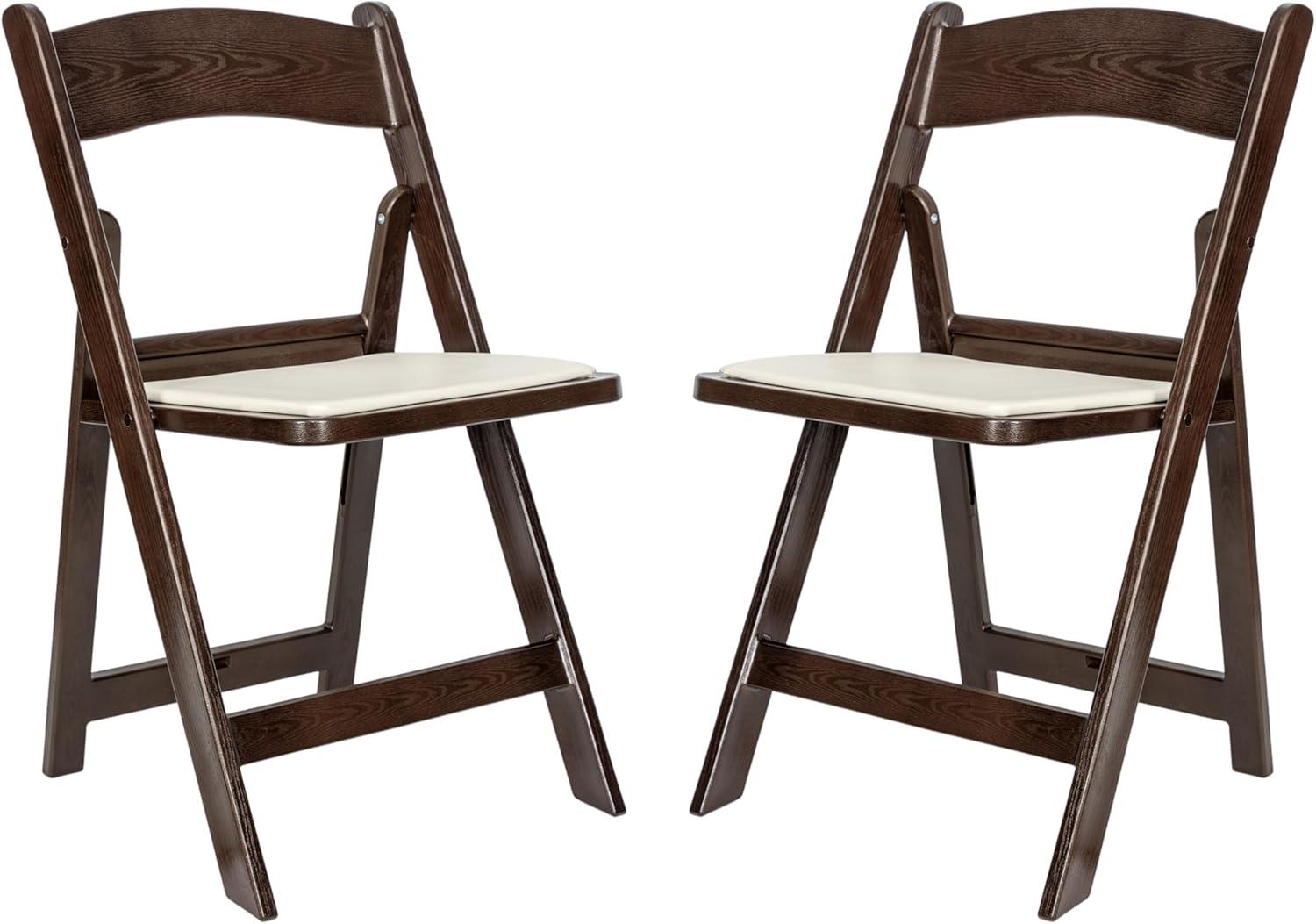 image:imageFlash Furniture Hercules Tucker Commercial White Resin Folding Chair Lightweight Vinyl Padded Removable Seat Indoor Outdoor Use Event amp Wedding Ready Set of 4Dark Brown