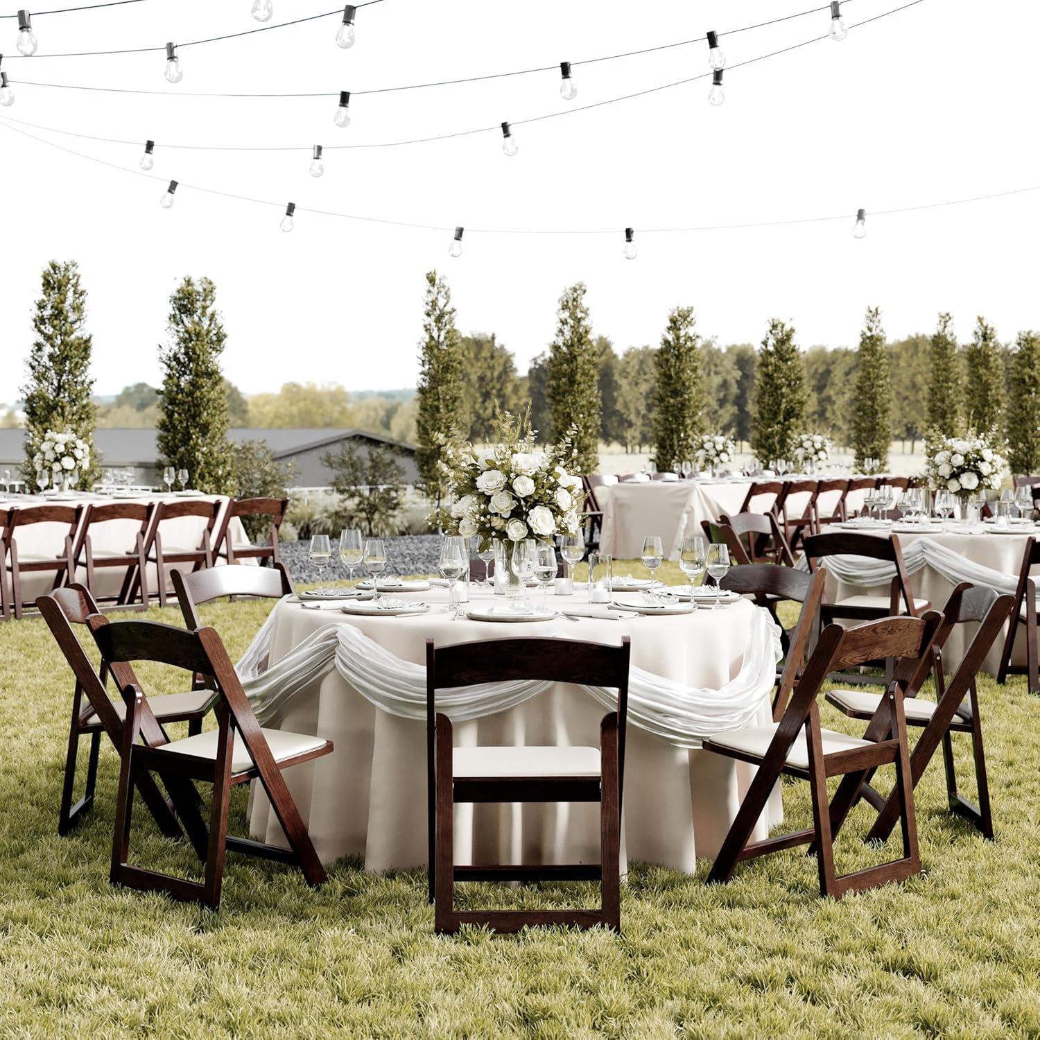 image:imageFlash Furniture Hercules Tucker Commercial White Resin Folding Chair Lightweight Vinyl Padded Removable Seat Indoor Outdoor Use Event amp Wedding Ready Set of 4Dark Brown