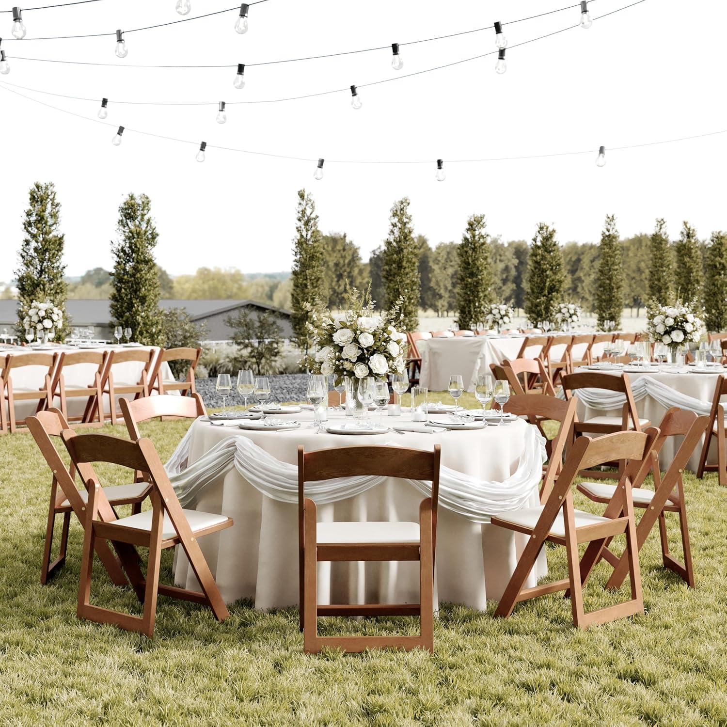 image:imageFlash Furniture Hercules Tucker Commercial White Resin Folding Chair Lightweight Vinyl Padded Removable Seat Indoor Outdoor Use Event amp Wedding Ready Set of 4Chestnut