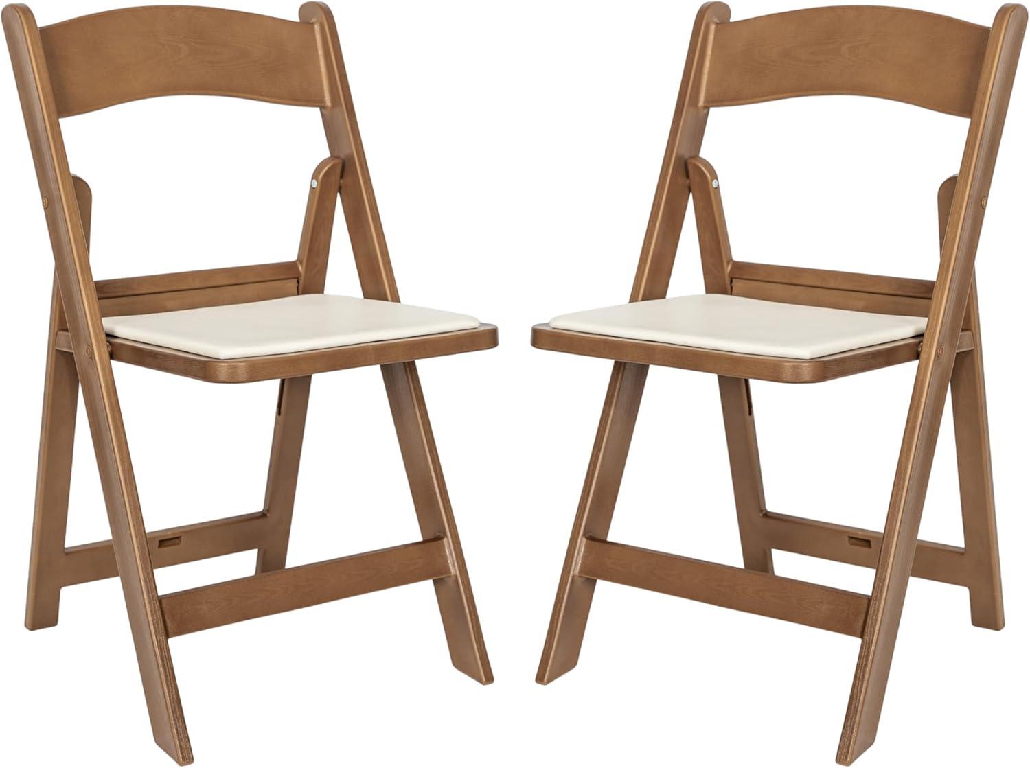 image:imageFlash Furniture Hercules Tucker Commercial White Resin Folding Chair Lightweight Vinyl Padded Removable Seat Indoor Outdoor Use Event amp Wedding Ready Set of 4Chestnut
