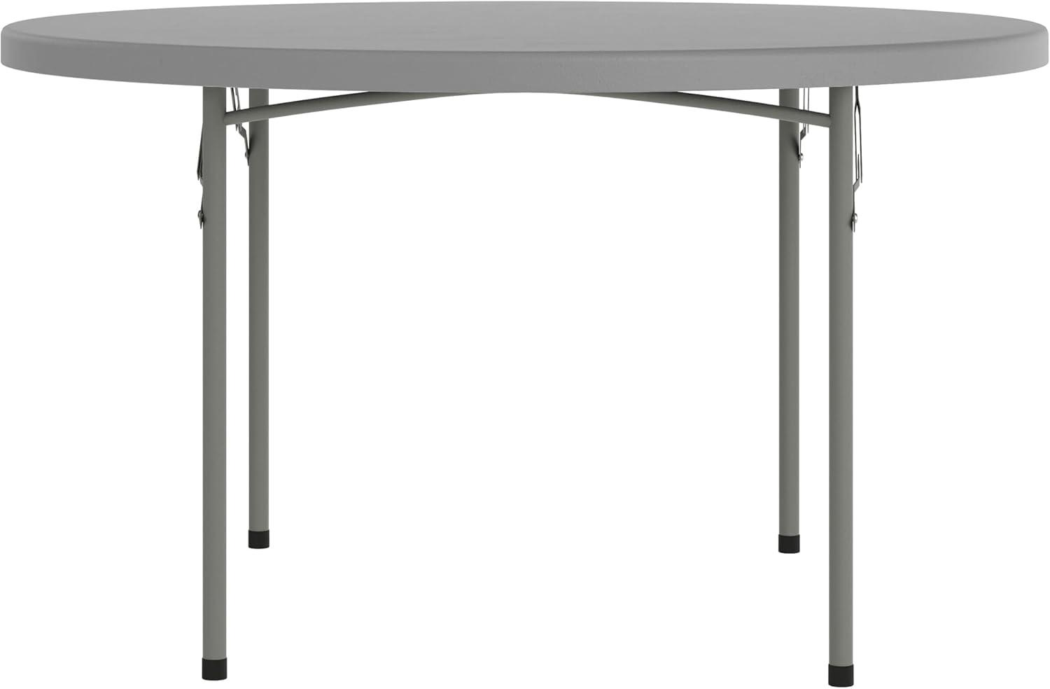 image:imageFlash Furniture Kathryn 4 Round Plastic Folding Event Table for Parties and Trade Shows Portable IndoorOutdoor Event Banquet Table Granite Dark GrayGrey