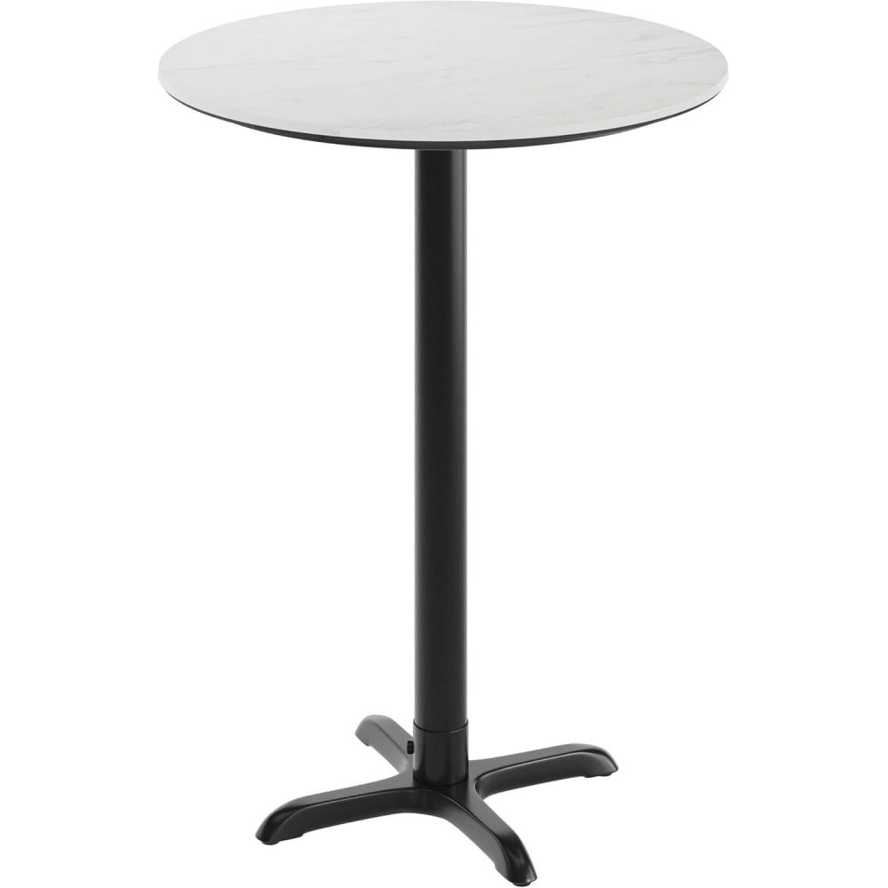 image:imageFlash Furniture Acadia 24 Round Indoor White Faux Marble Tabletop with 22 x 22 Black Bar Height X Base Seamless TopGuard HPL Top and EdgeWhite Faux MarbleBlack Base