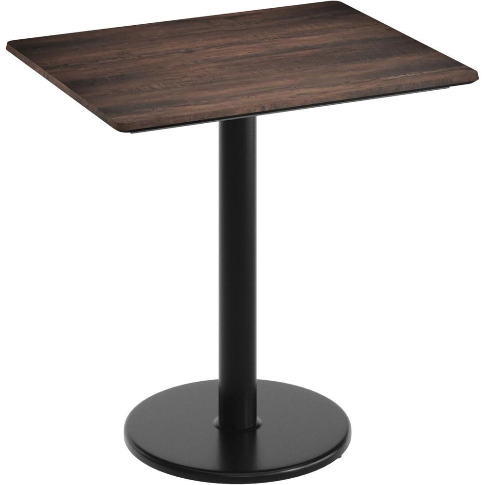image:imageFlash Furniture Acadia 30 x 24 Indoor Gray Faux Concrete Tabletop with 18 Round Black Table Height Base Seamless TopGuard HPL Top and EdgeDark BrownBlack Base