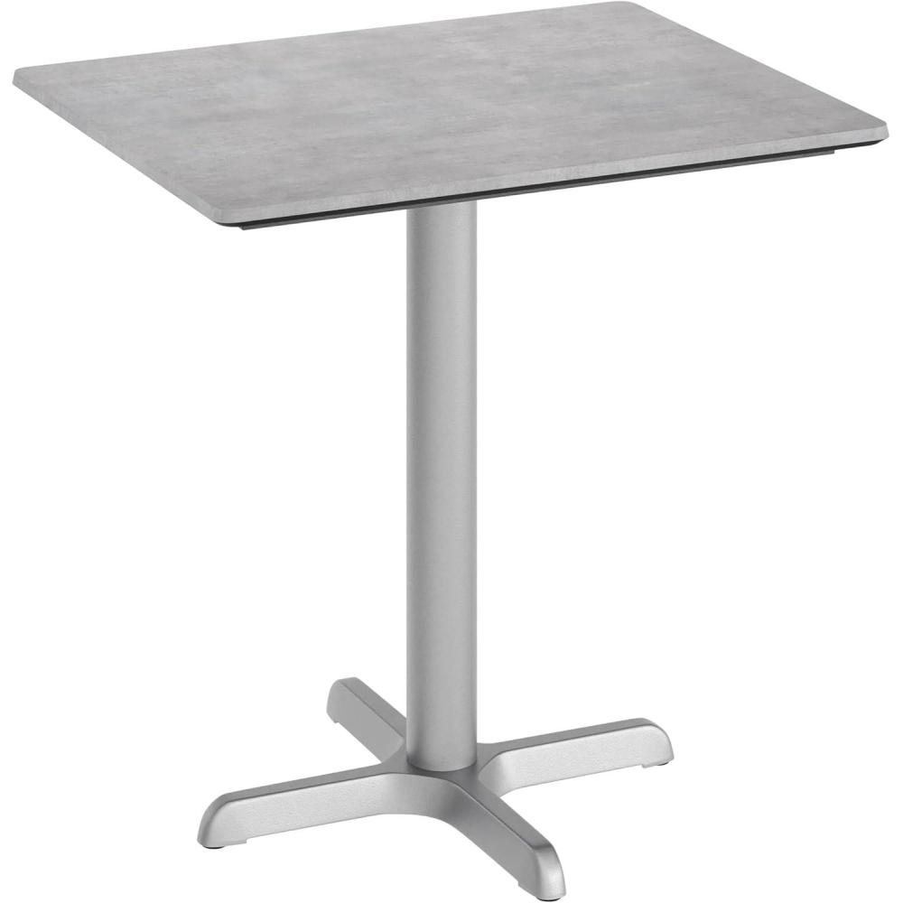 image:imageFlash Furniture Acadia 30x24 Round Indoor Outdoor Dark Brown Tabletop with 22 x 22 Silver X Base Scratch Heat amp UV Resistant Seamless TopGuard HPL Top and EdgeGray Faux ConcreteSilver Base