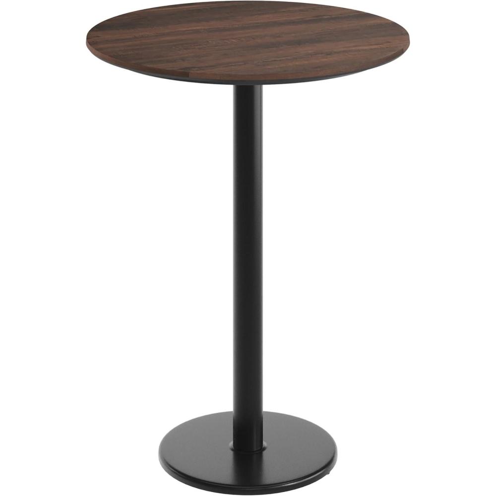 image:imageFlash Furniture Acadia 3125 Round Indoor Dark Brown Tabletop with 18 Round Black Bar Height Base Seamless TopGuard HPL Top and EdgeDark BrownBlack Base