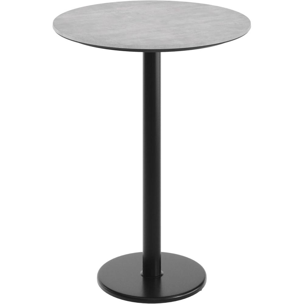 image:imageFlash Furniture Acadia 3125 Round Indoor Dark Brown Tabletop with 18 Round Black Bar Height Base Seamless TopGuard HPL Top and EdgeGray Faux ConcreteBlack Base